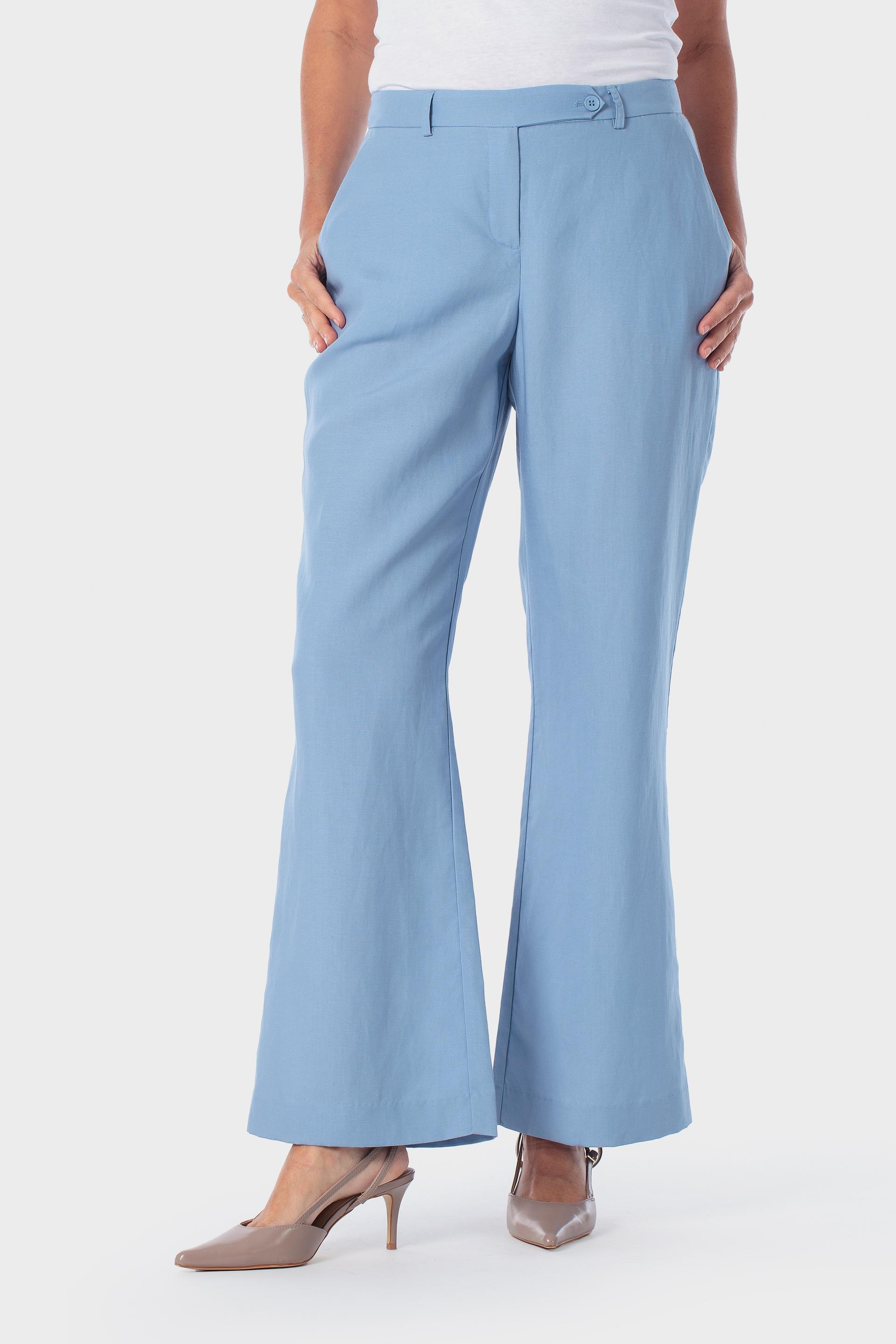 Linen Blend Tailored Trousers, Blue Porcelain, medium