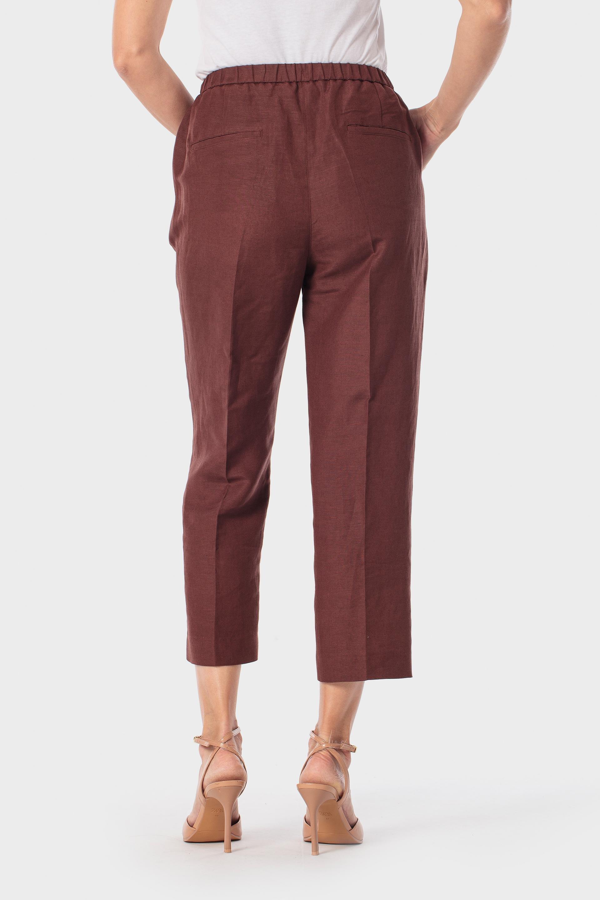 Wide-Leg Linen Blend Trousers, Brown Chocolate, large image number 3