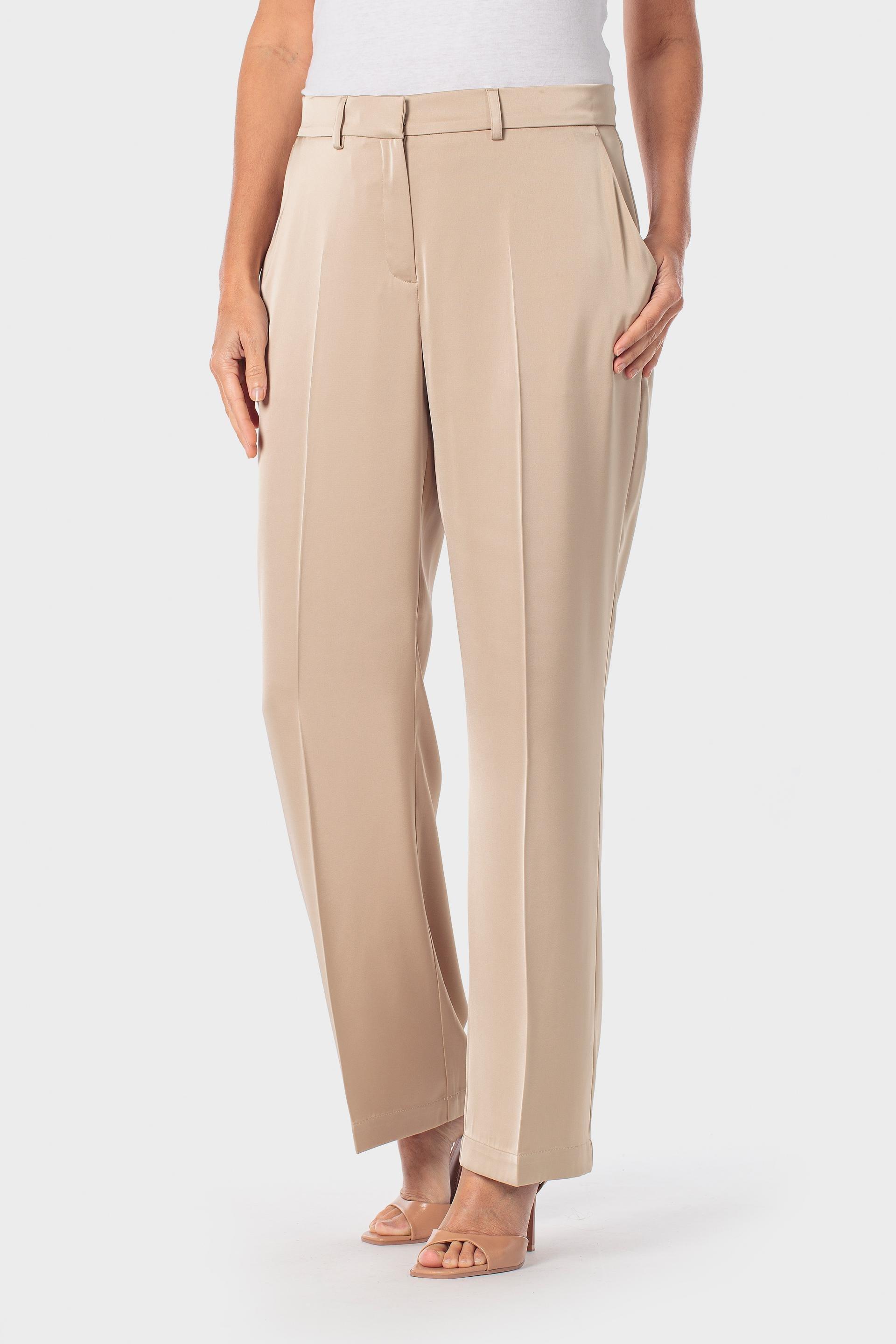 Beige Satin Trousers, 3701_129, large image number 2