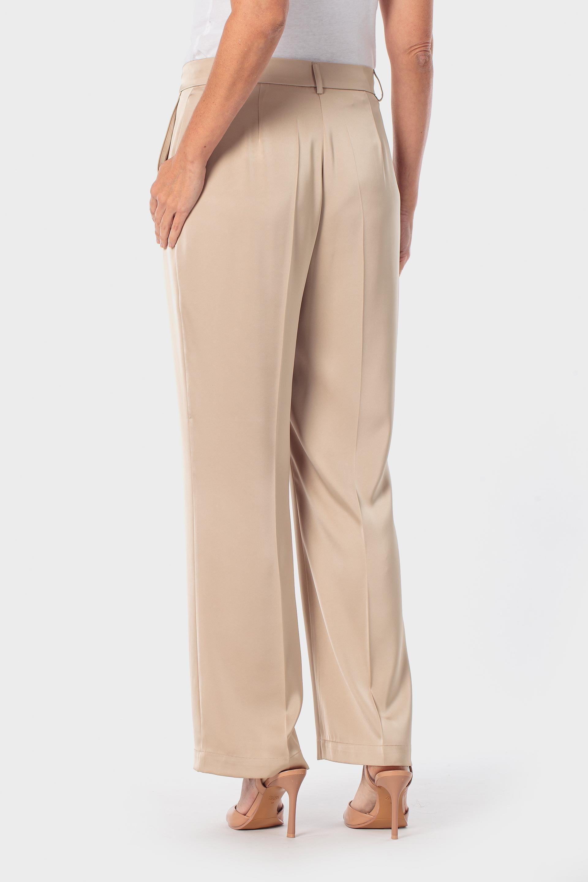 Beige Satin Trousers, 3701_129, large image number 3