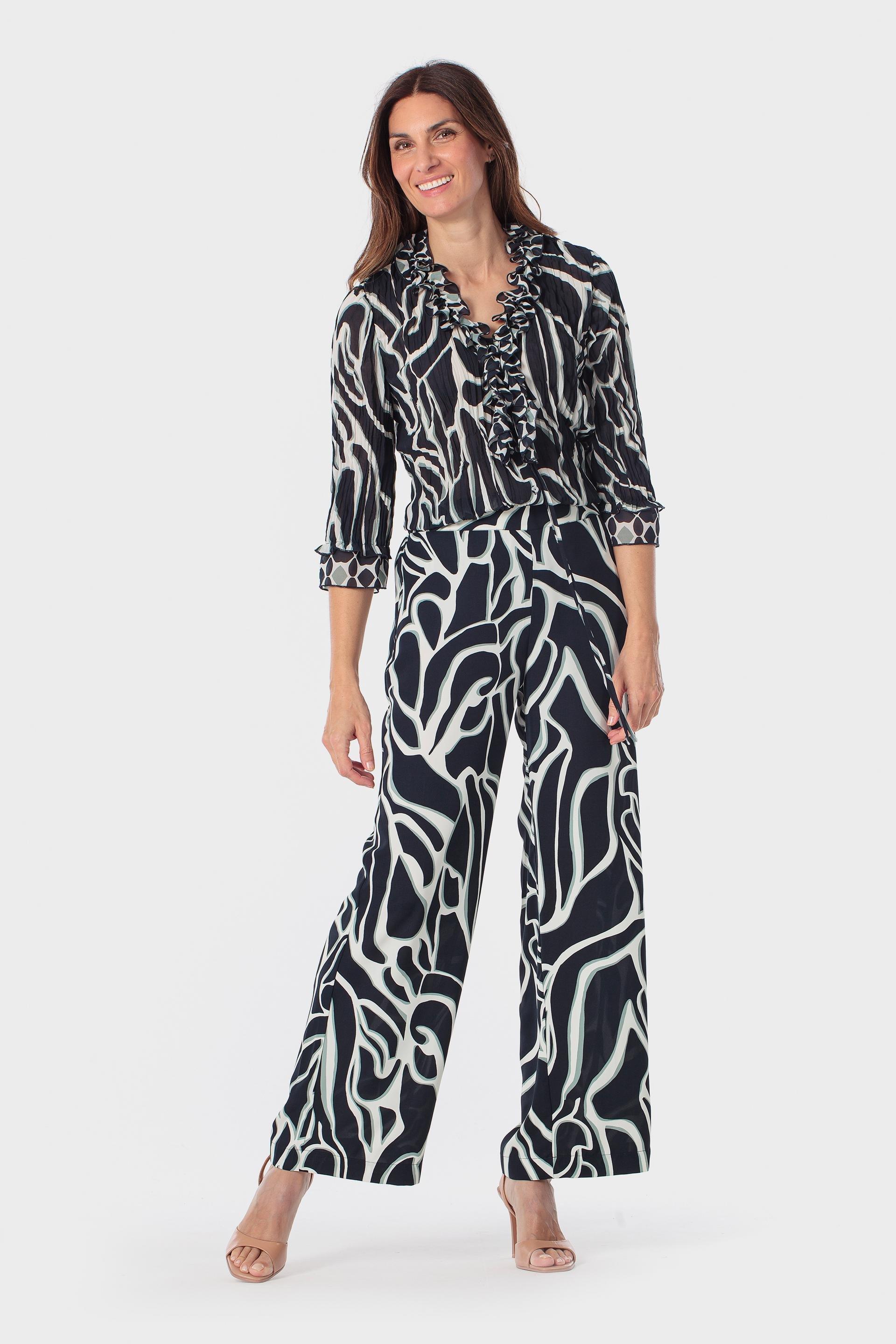 Black Printed Trousers, 3701_104, large image number 0