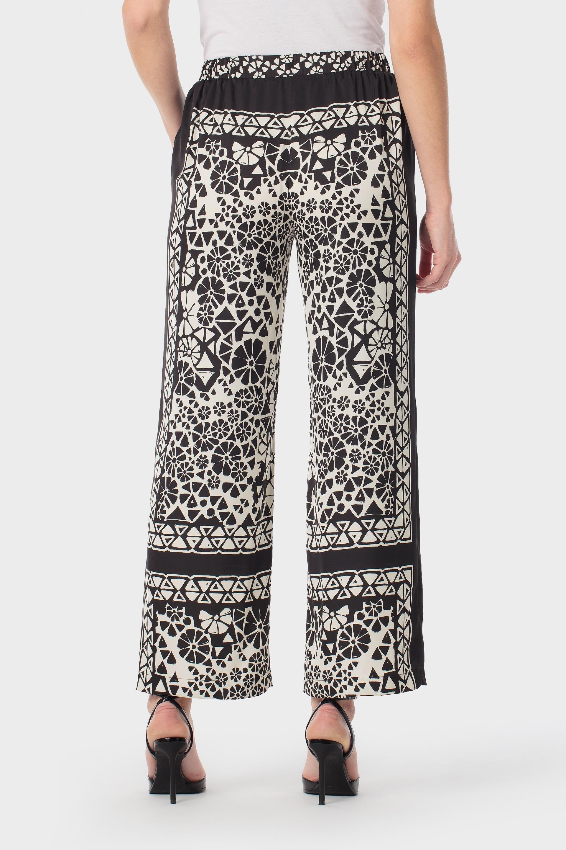 Geometric Floral Print Cropped Trousers Black, Black, large image number 3