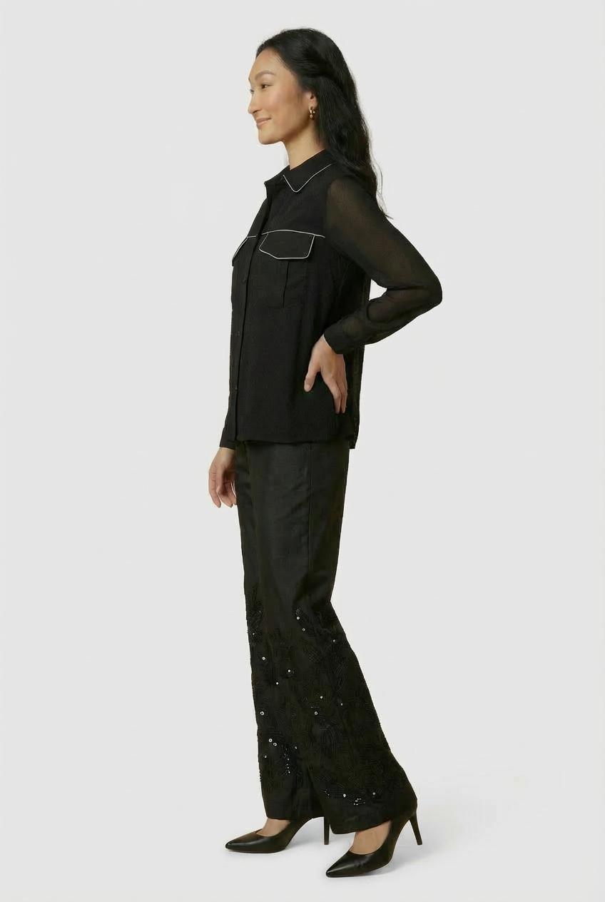 Embellished Wide-Leg Trousers, 3701_120, large image number 3