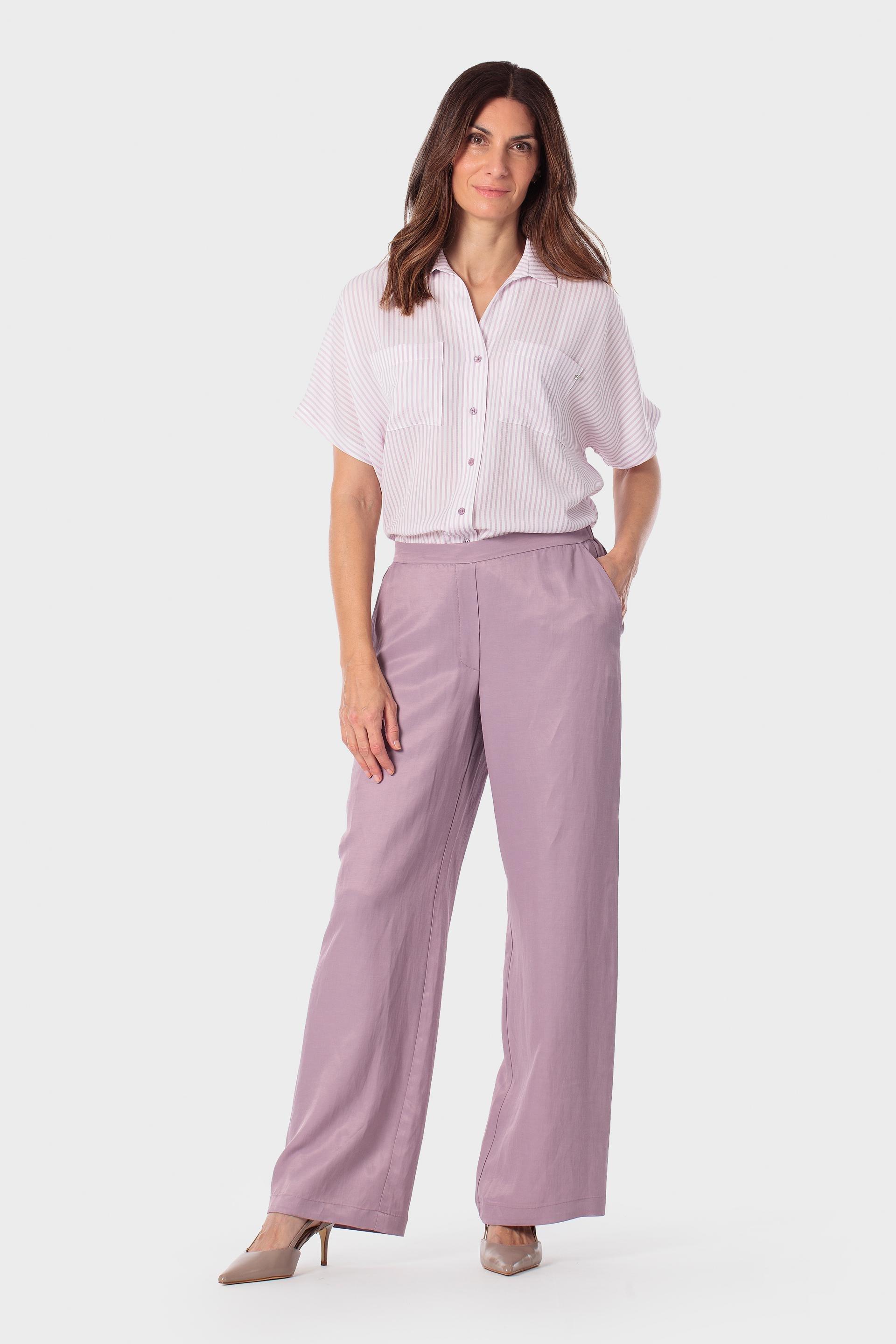Purple Elastic Waist Trousers, Lillac Greyish, large image number 0