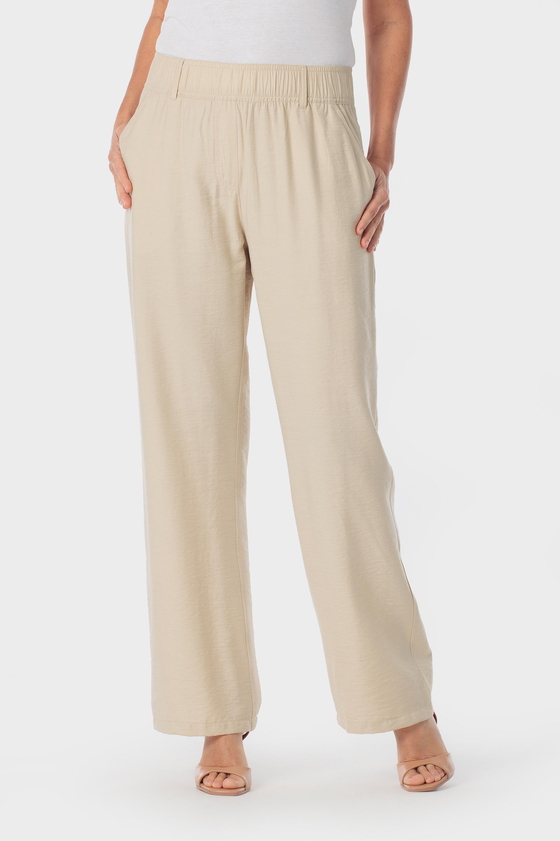 Wide-Leg Drawstring Trousers Beige, , large image number 1