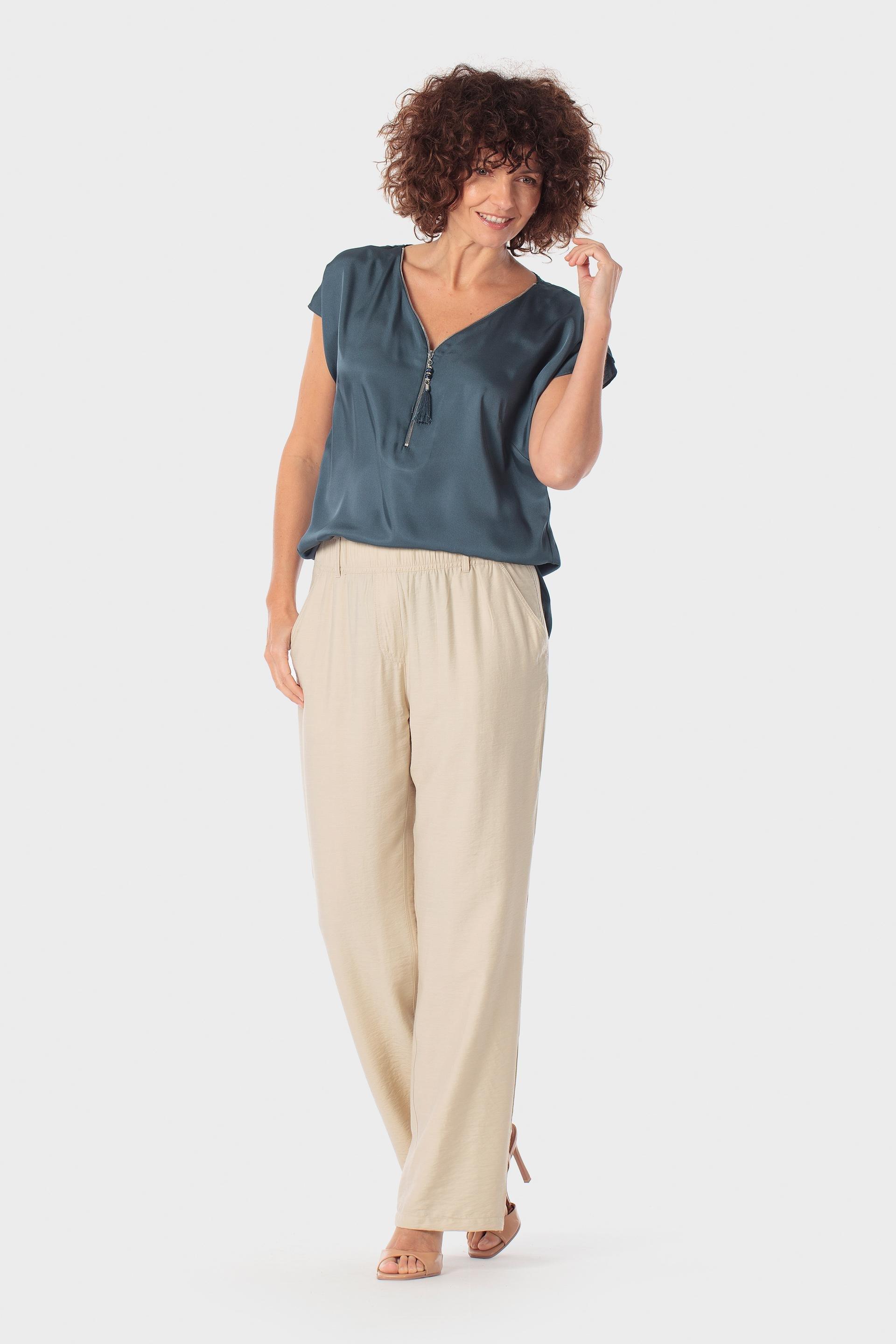 Wide-Leg Drawstring Trousers Beige, , large image number 2