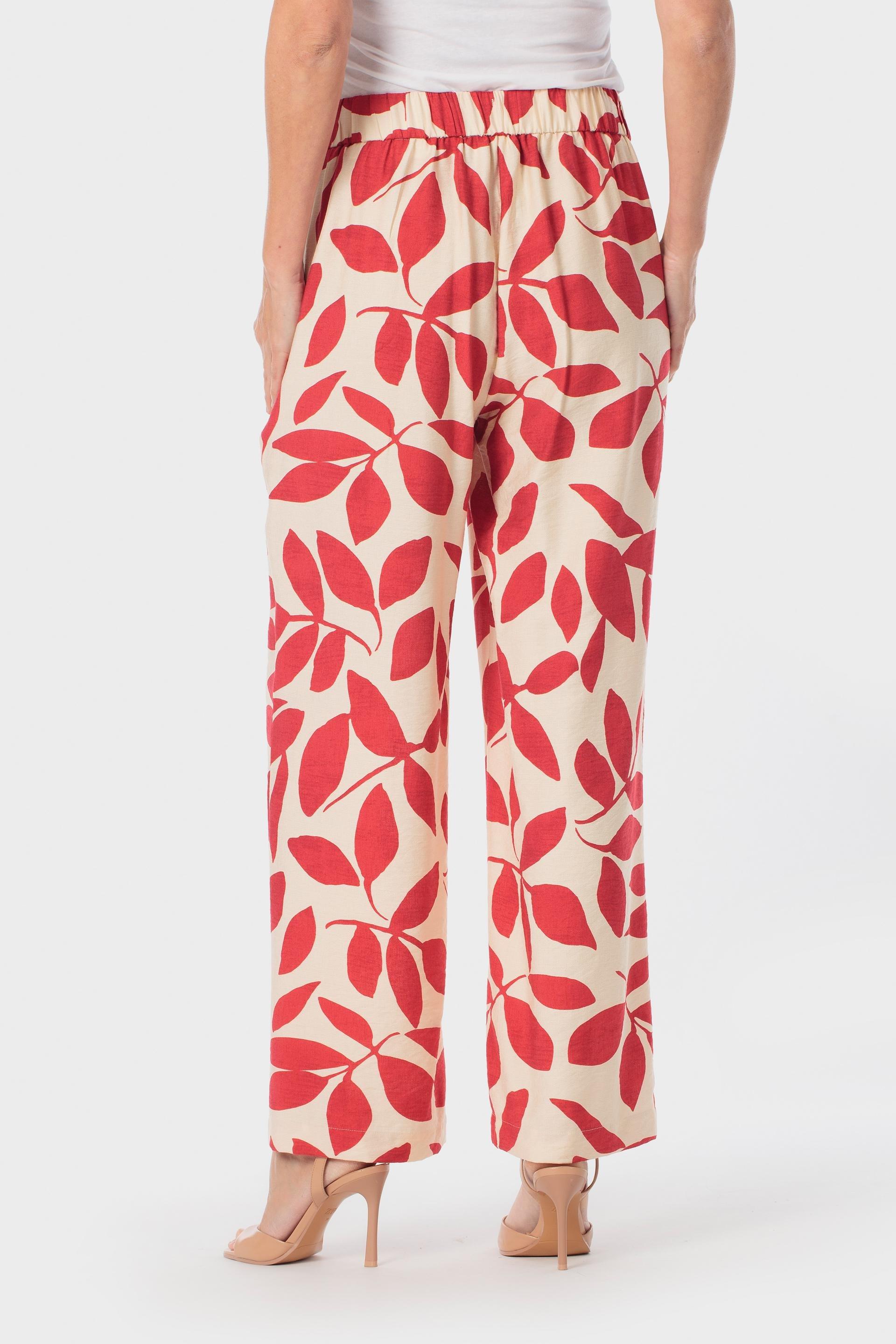 Red Leaf Print Trousers, Red, large image number 3