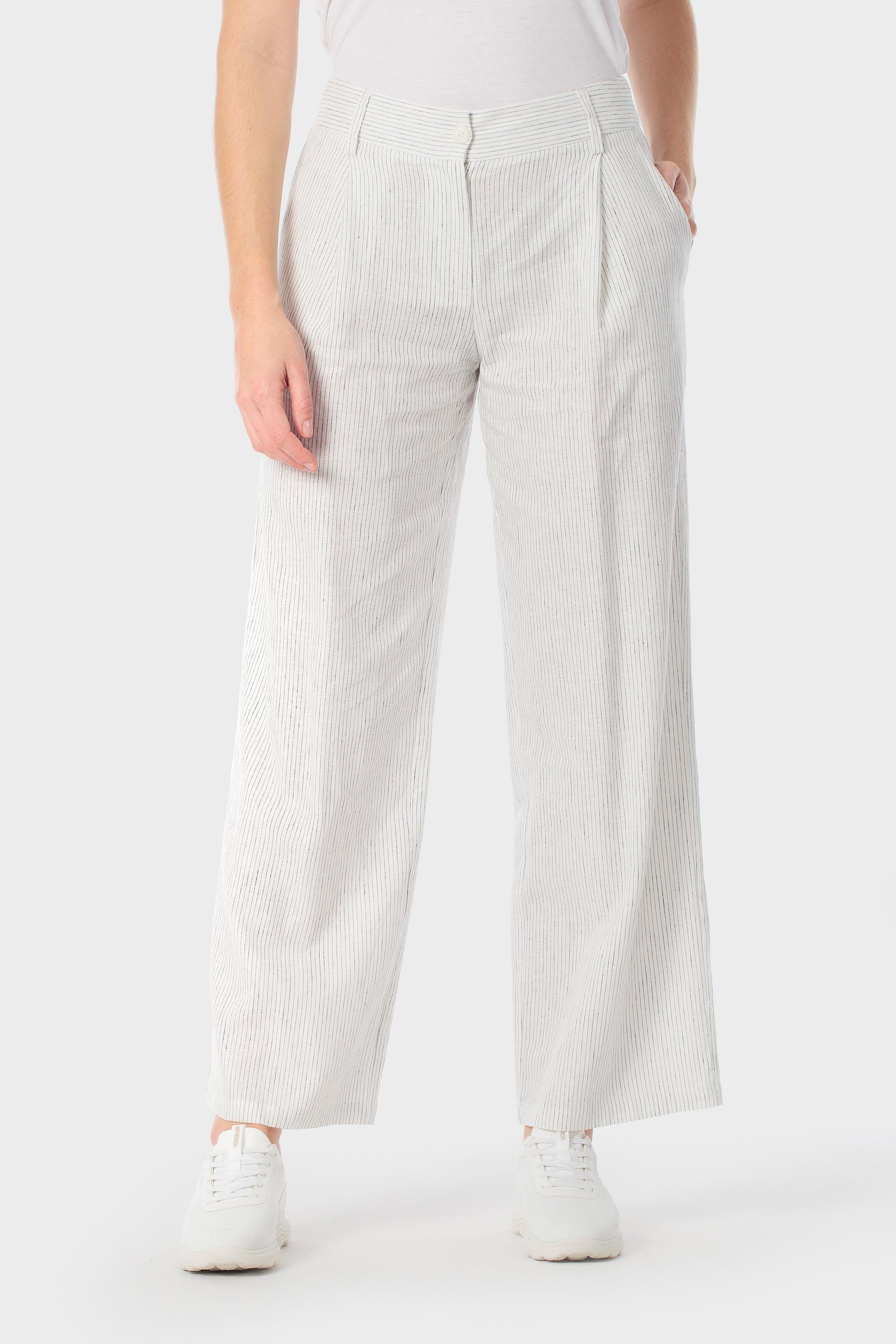 Linen-Blend Wide-Leg Cropped Trousers White, Beige Talc, large image number 1
