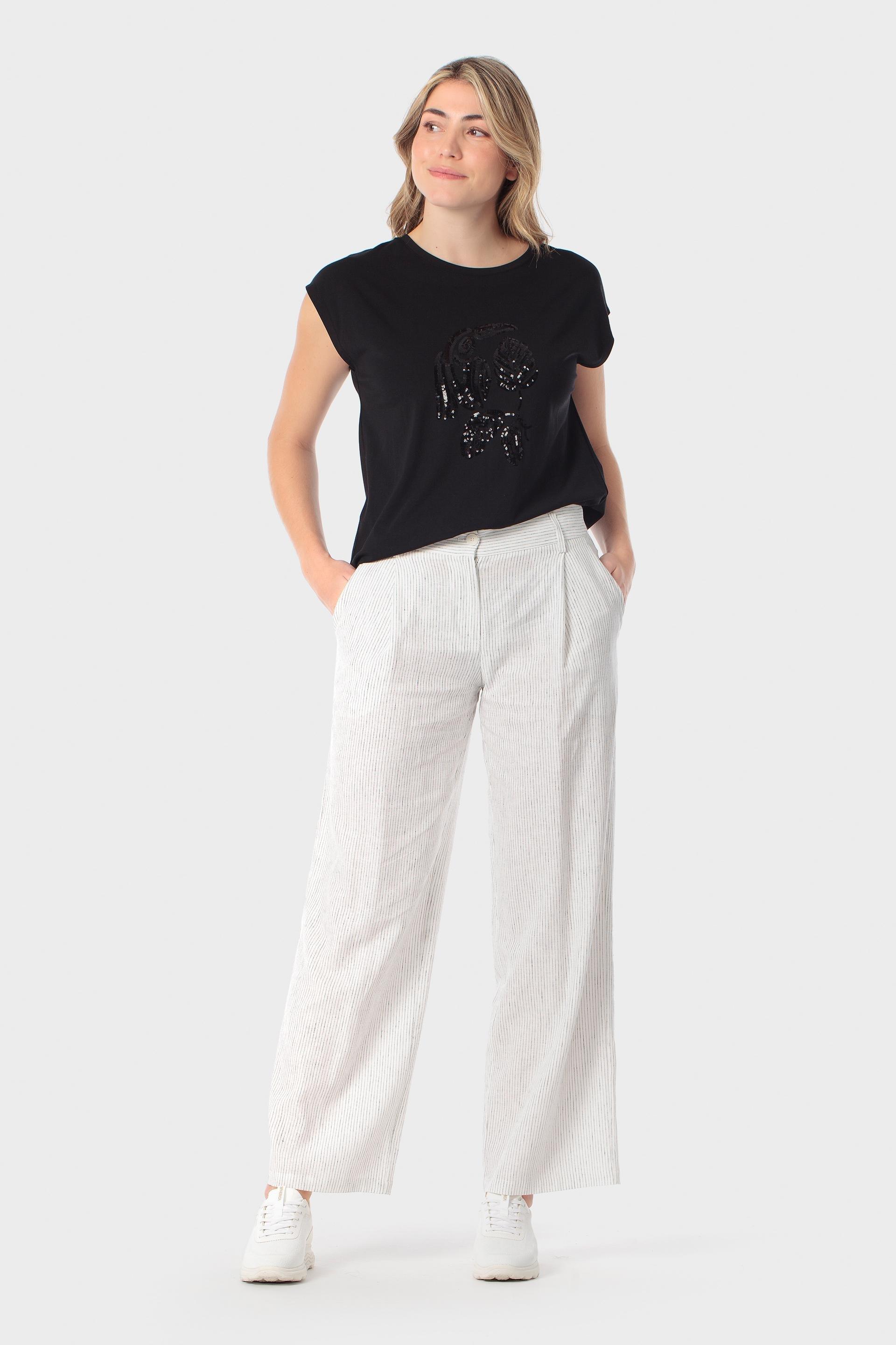 Linen-Blend Wide-Leg Cropped Trousers White, Beige Talc, large image number 2