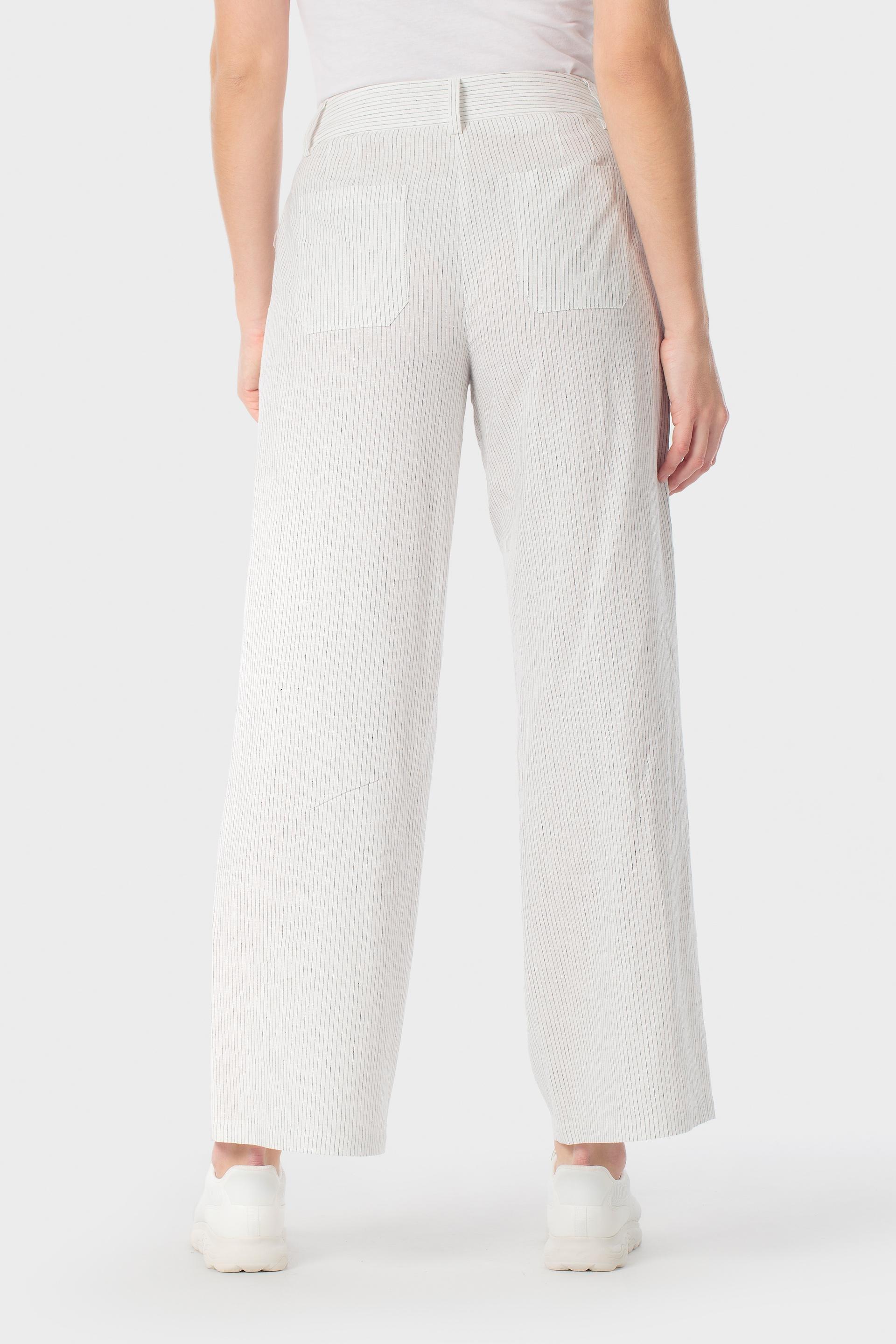 Linen-Blend Wide-Leg Cropped Trousers White, Beige Talc, large image number 3