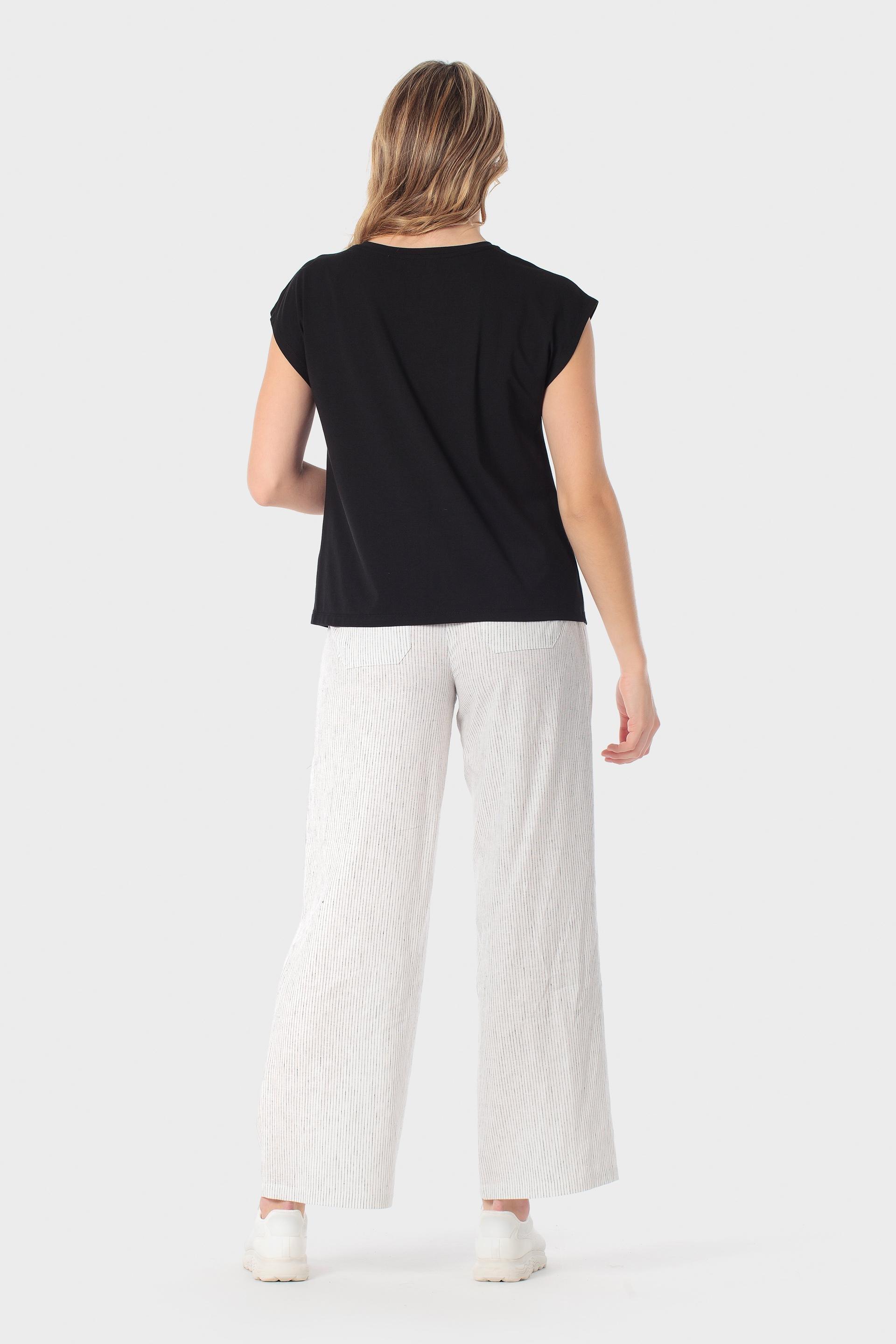 Linen-Blend Wide-Leg Cropped Trousers White, Beige Talc, large image number 4