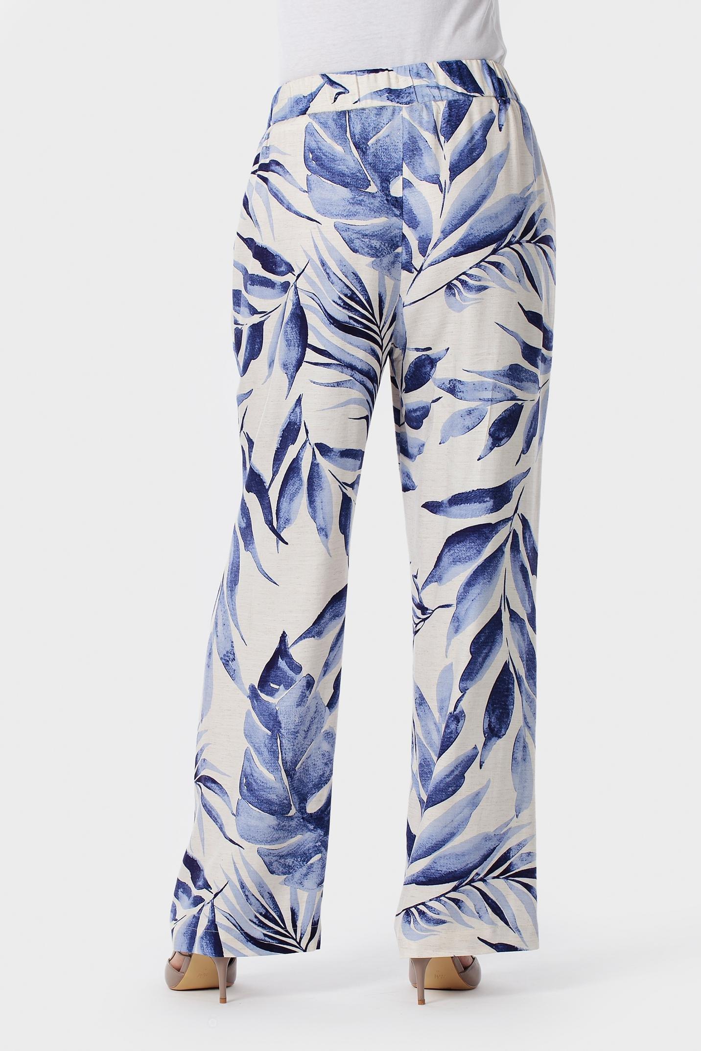 Blue Printed Trousers, 3701_399, large image number 2