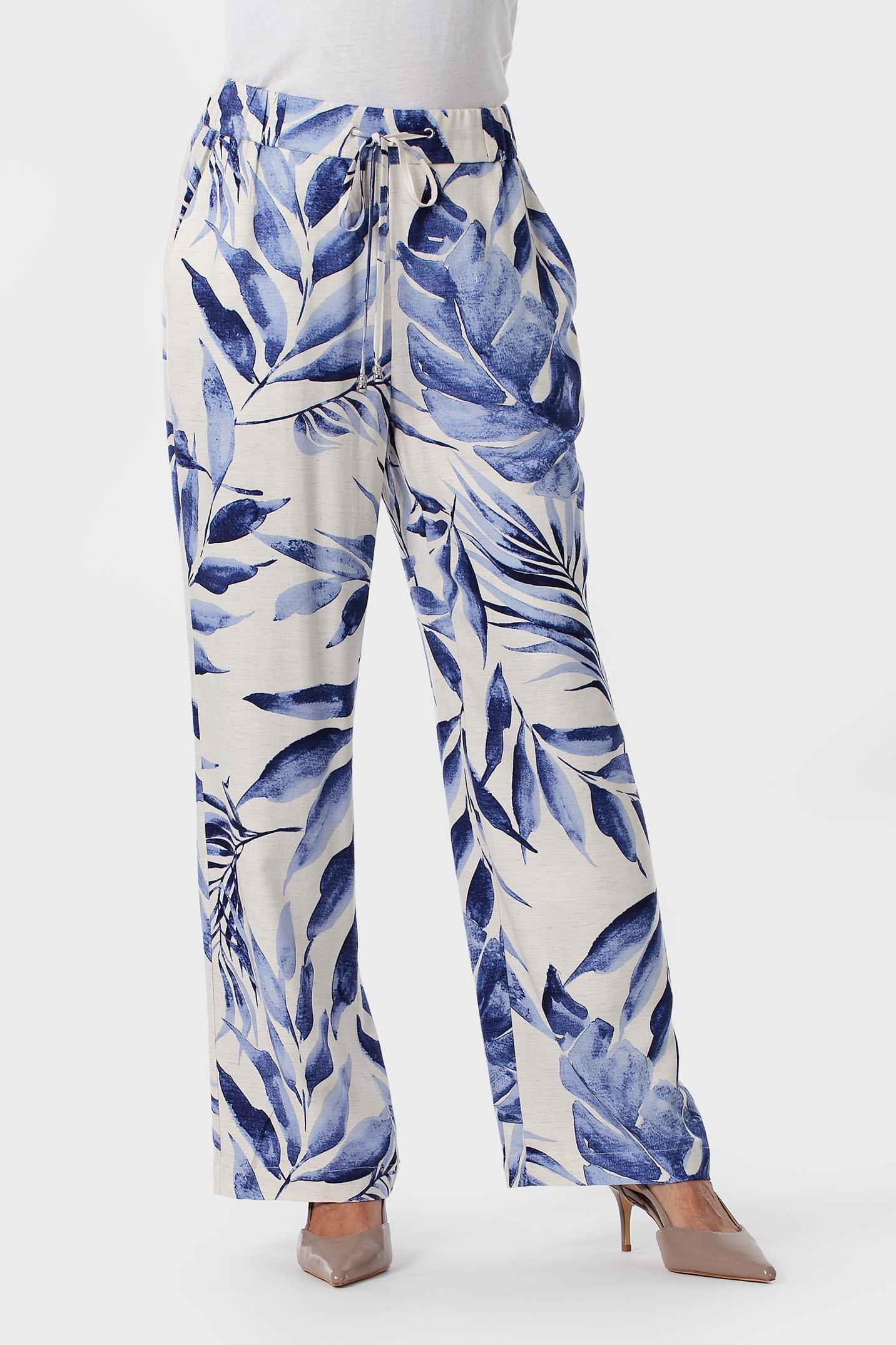 Blue Printed Trousers, 3701_399, large image number 3