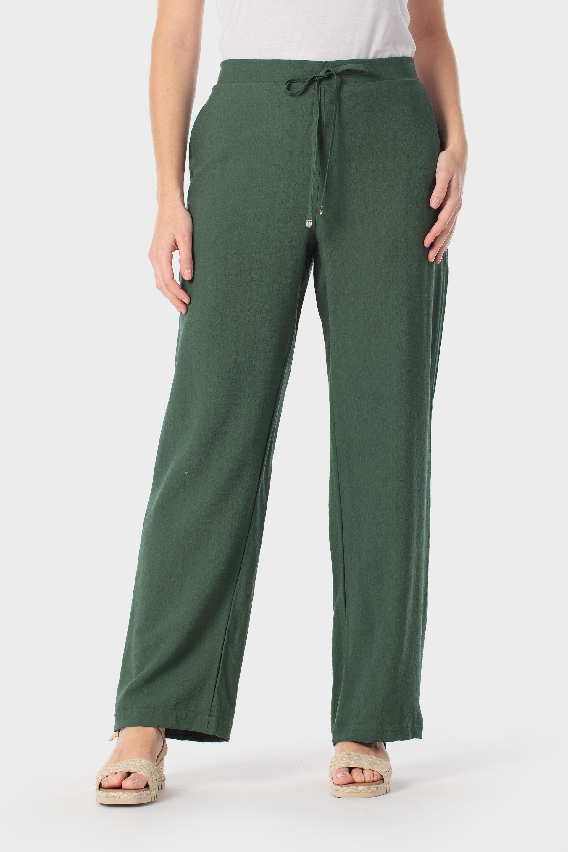 High-Rise Drawstring Palazzo Trousers Green, Green, large image number 2