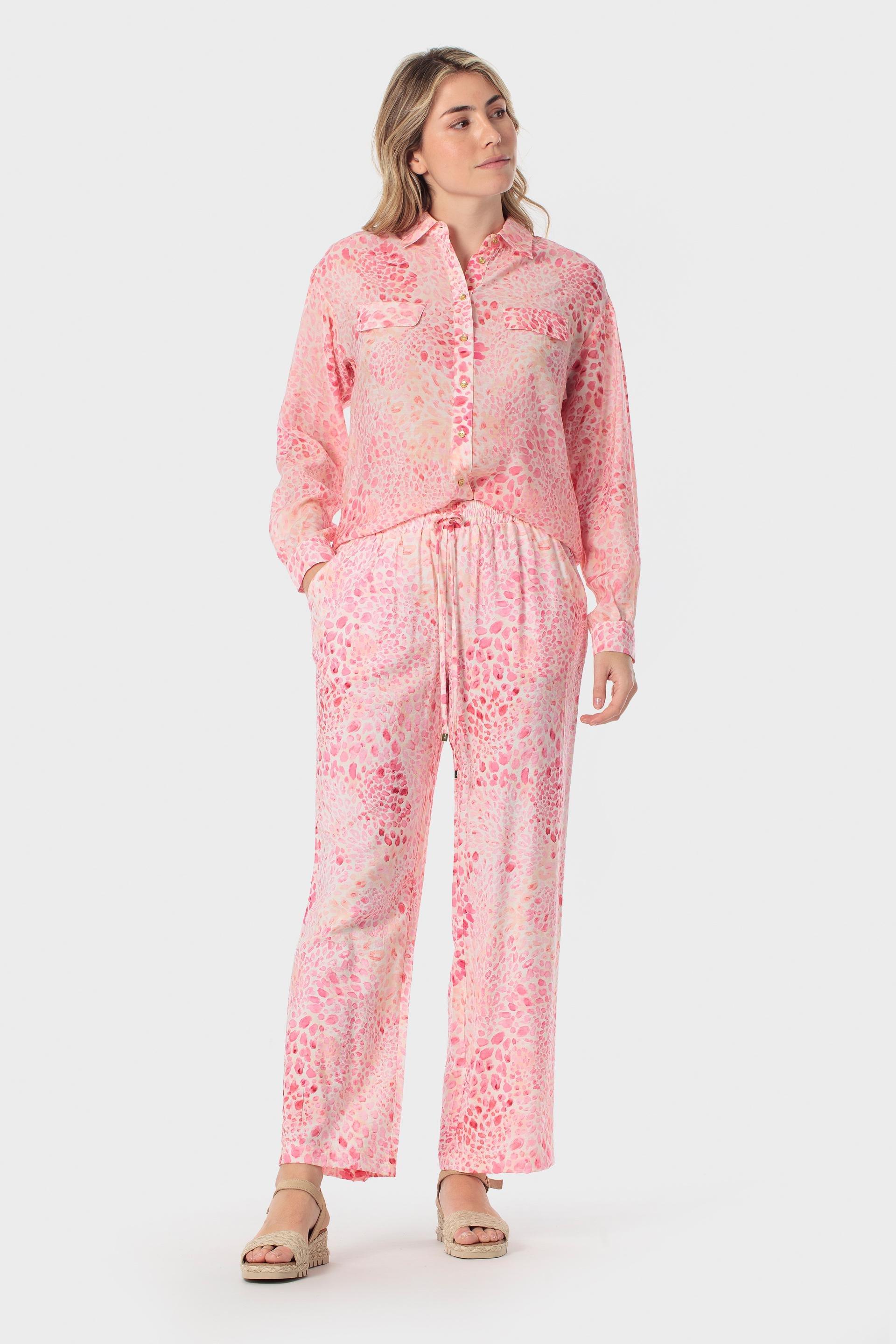 Animal Print Wide-Leg Trousers Pink, Pink Bubble Gum, medium