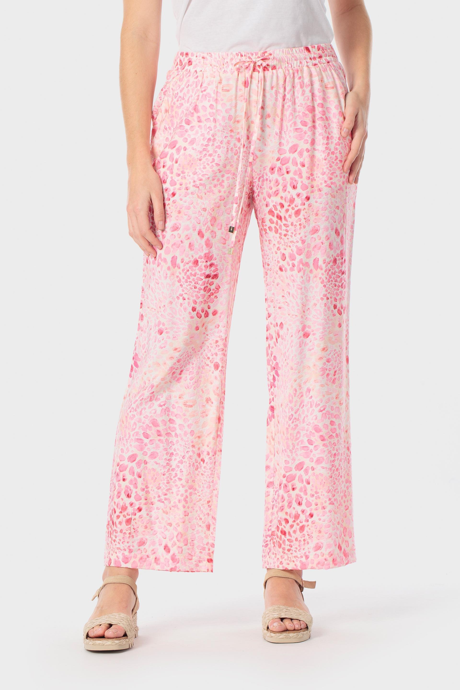 Animal Print Wide-Leg Trousers Pink, Pink Bubble Gum, medium