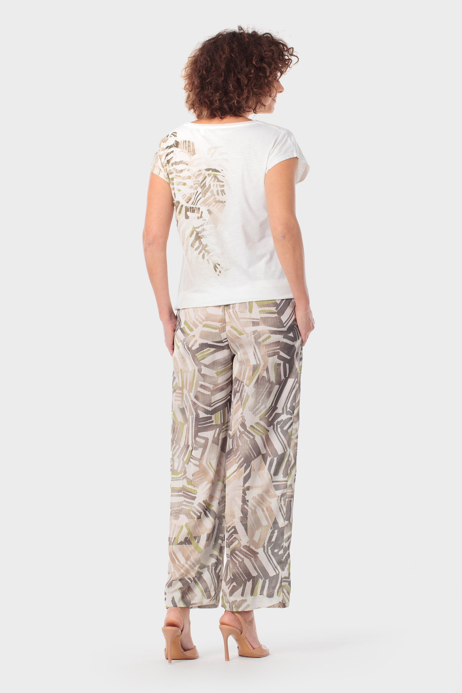 Geometric Print Palazzo Trousers Grey, Beige Sand, large image number 1
