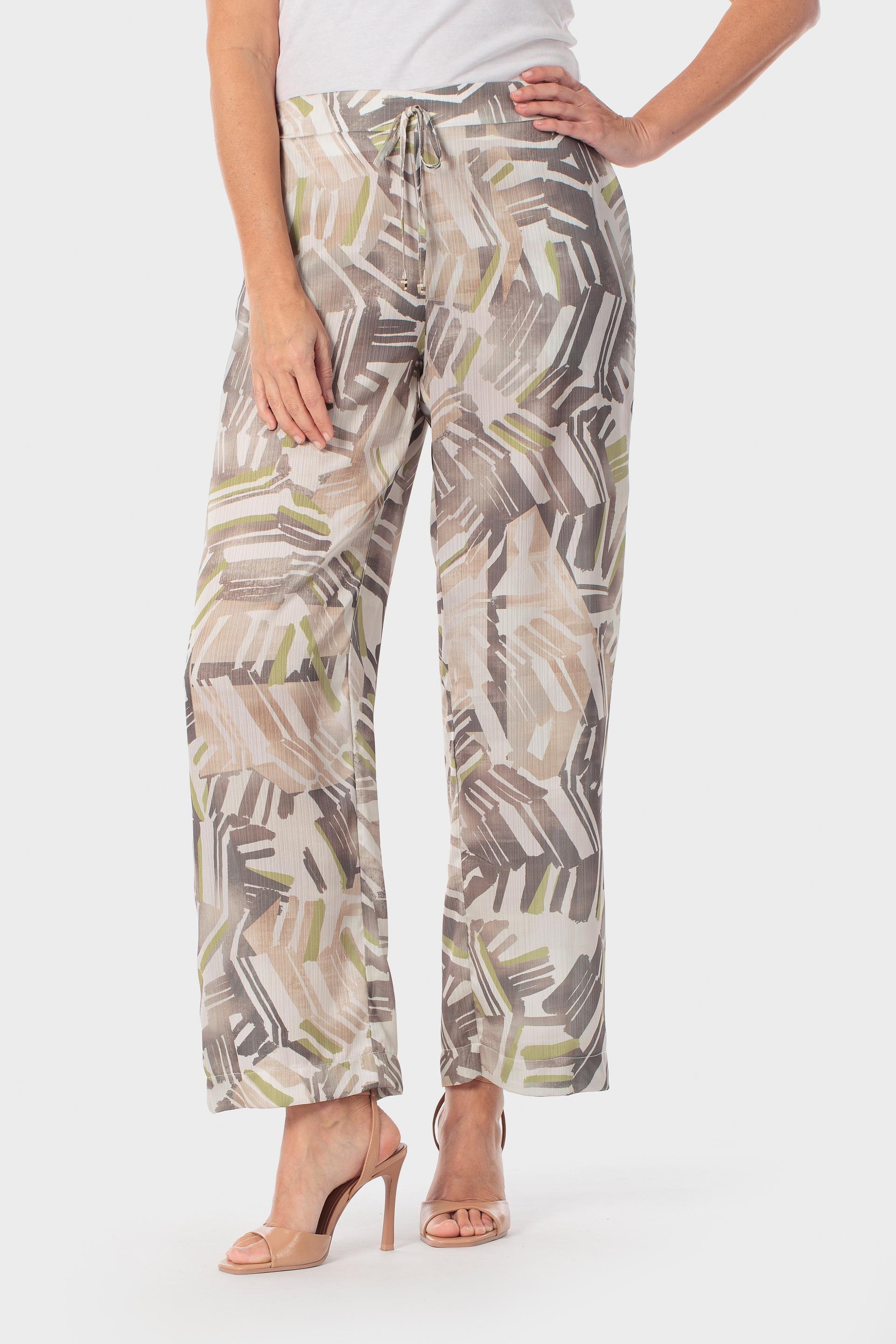 Geometric Print Palazzo Trousers Grey, Beige Sand, large image number 2