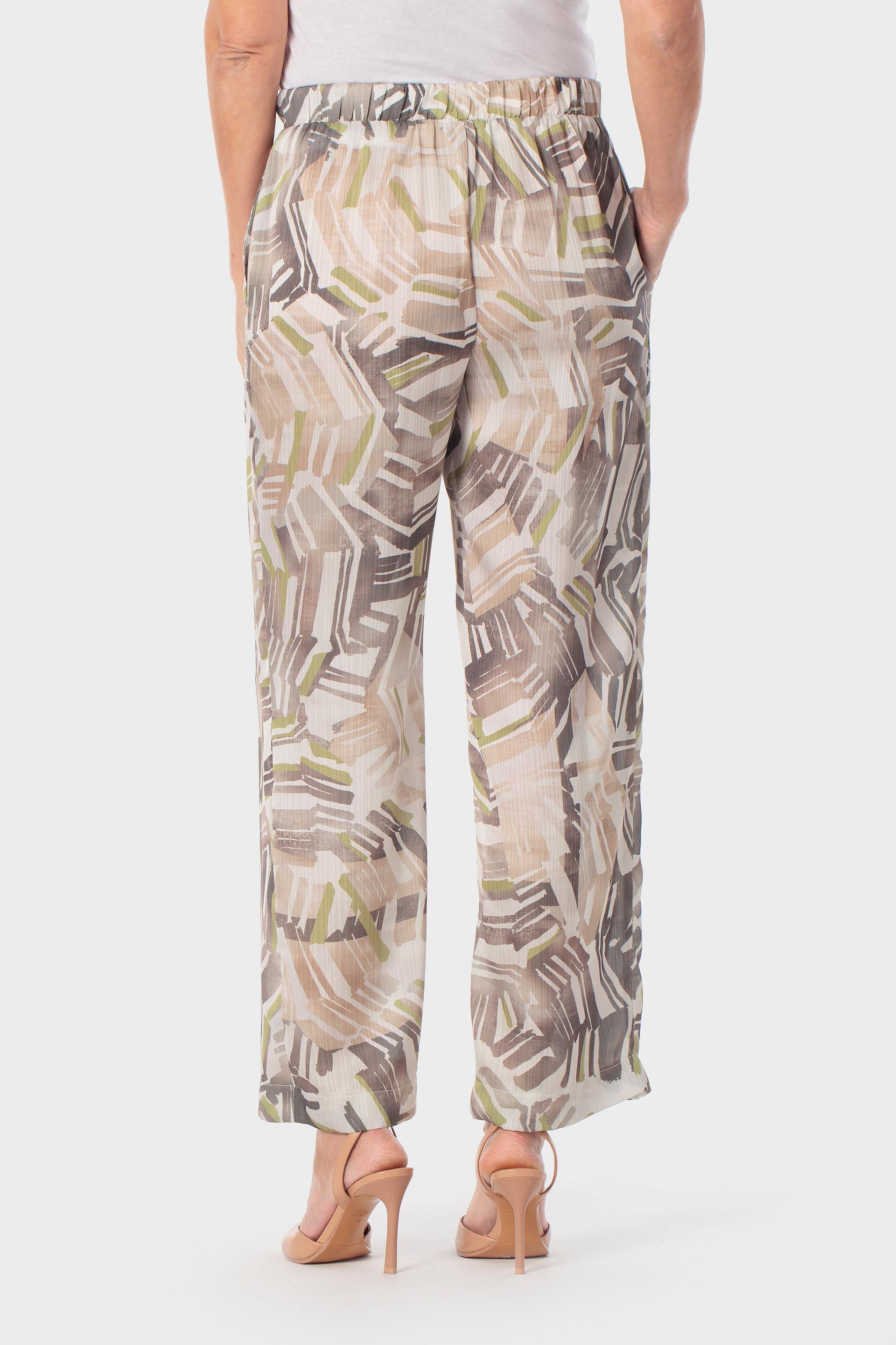 Geometric Print Palazzo Trousers Grey, Beige Sand, large image number 3