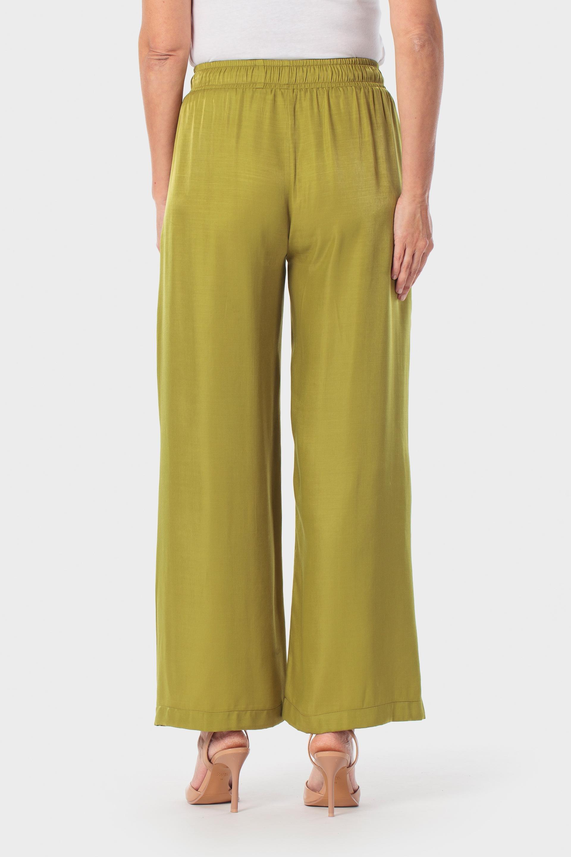 Wide-Leg Drawstring Trousers with Pockets Green, Green Pistachio, large image number 3