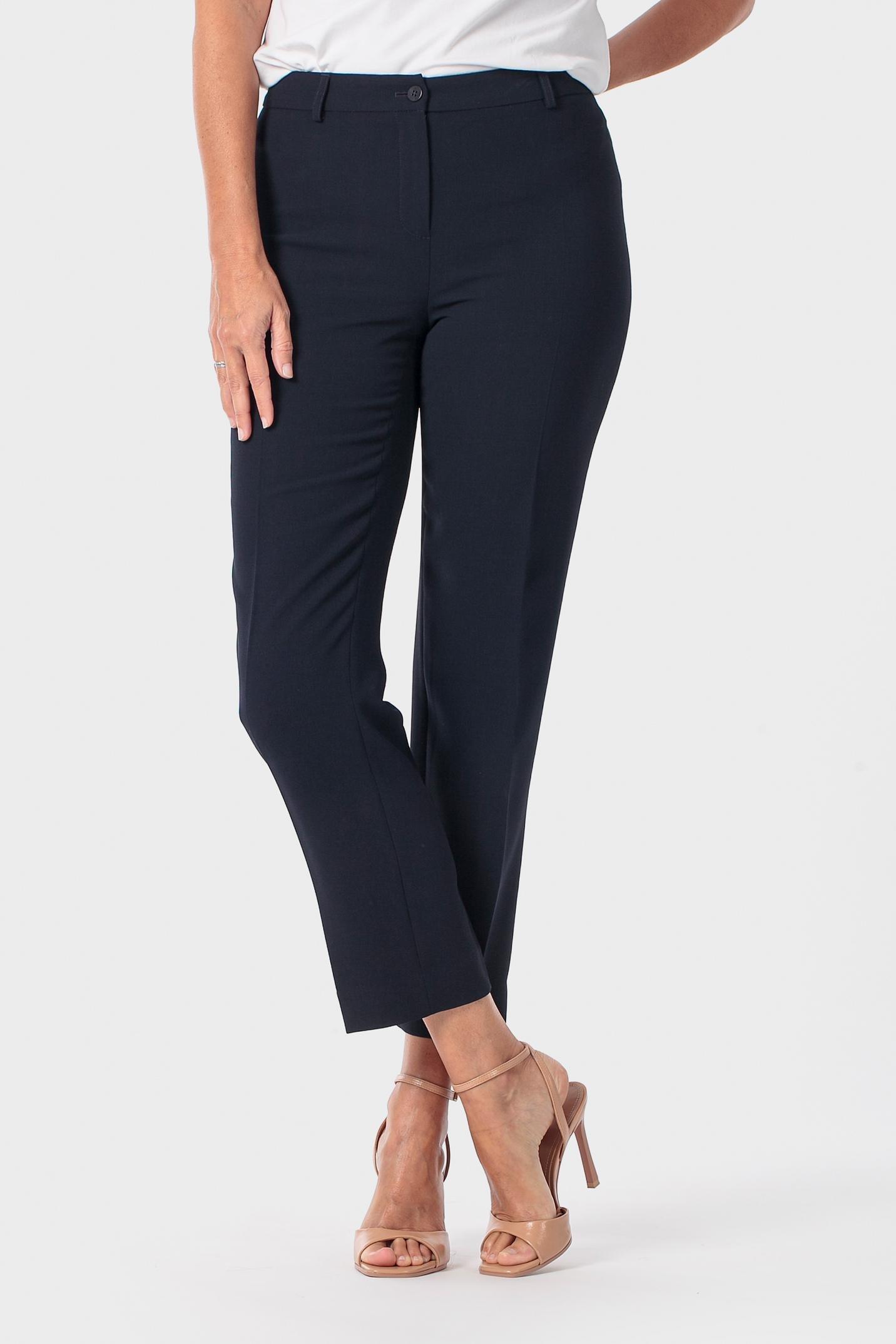 Black Crepe Capri Trousers, Blue Navy, medium