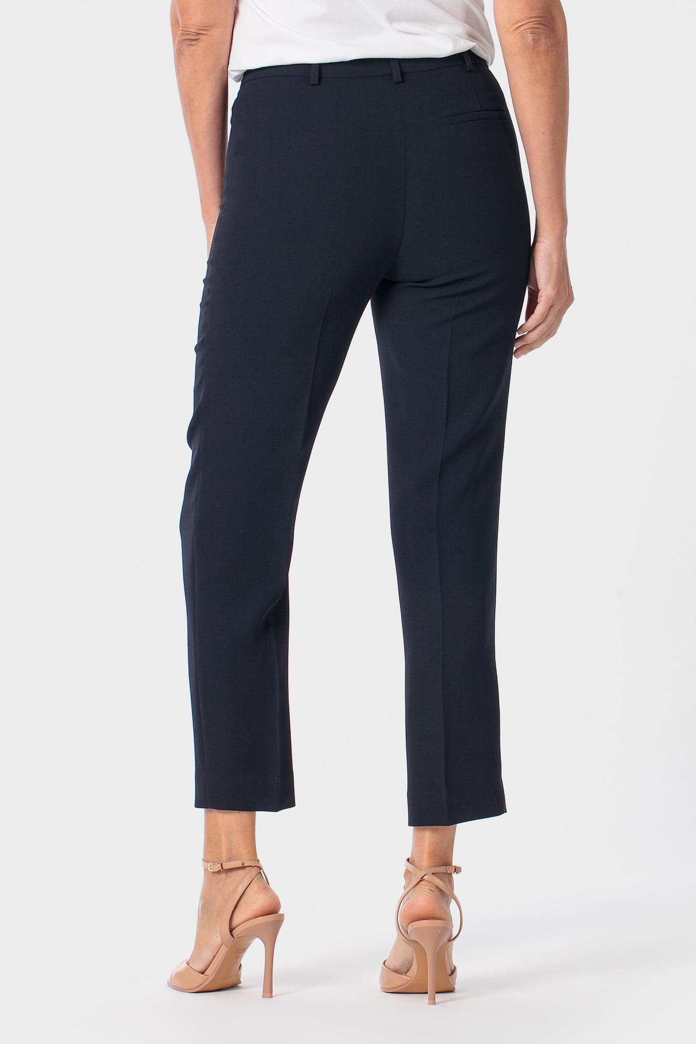 Black Crepe Capri Trousers, Blue Navy, medium