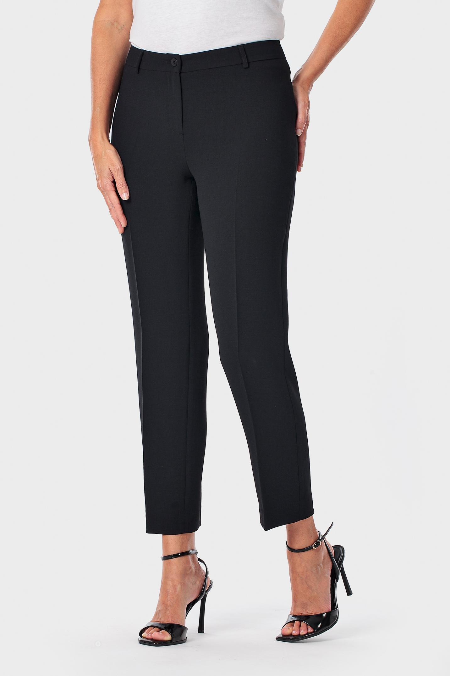 Black Crepe Capri Trousers, Black, large image number 2