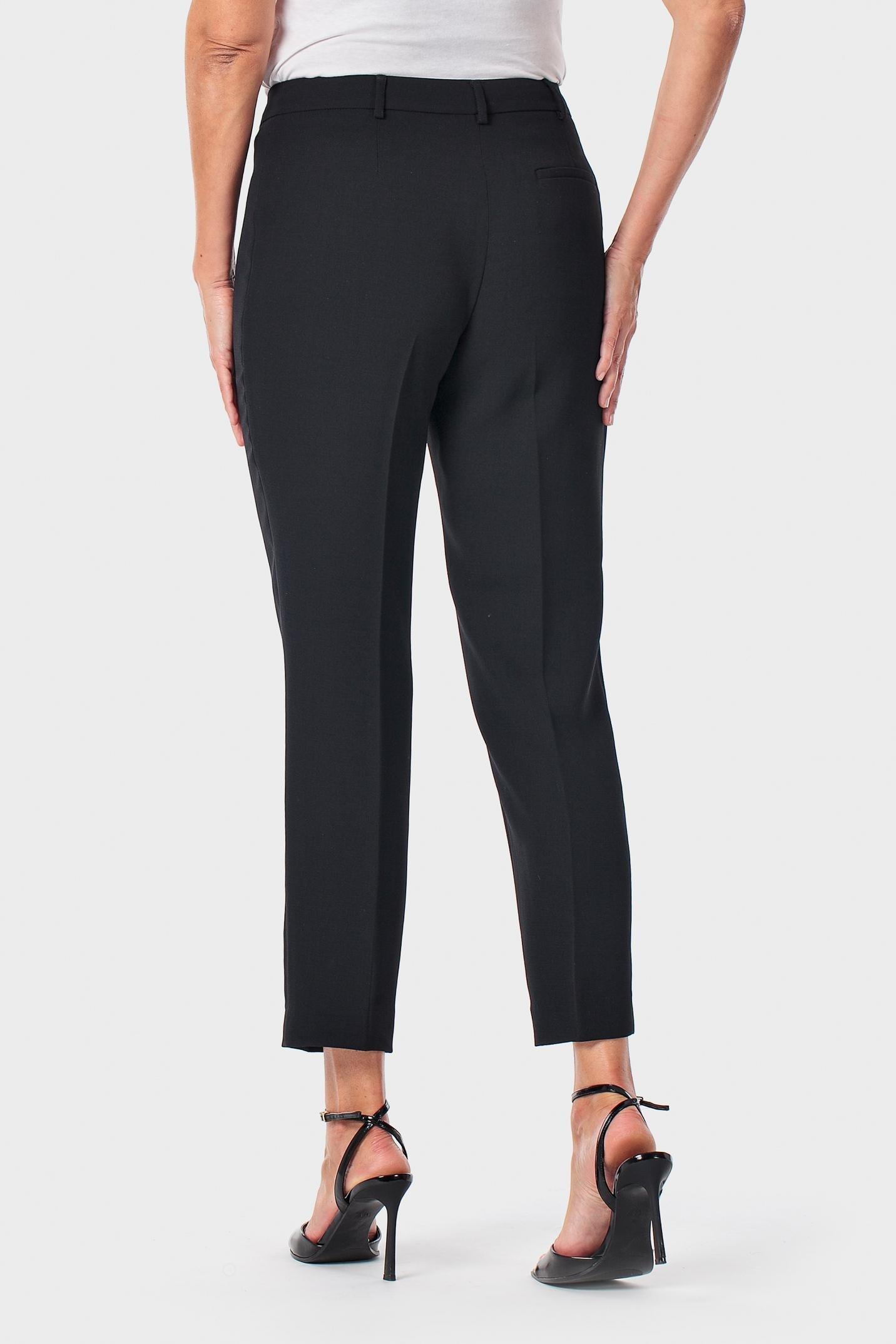 Black Crepe Capri Trousers, Black, large image number 3