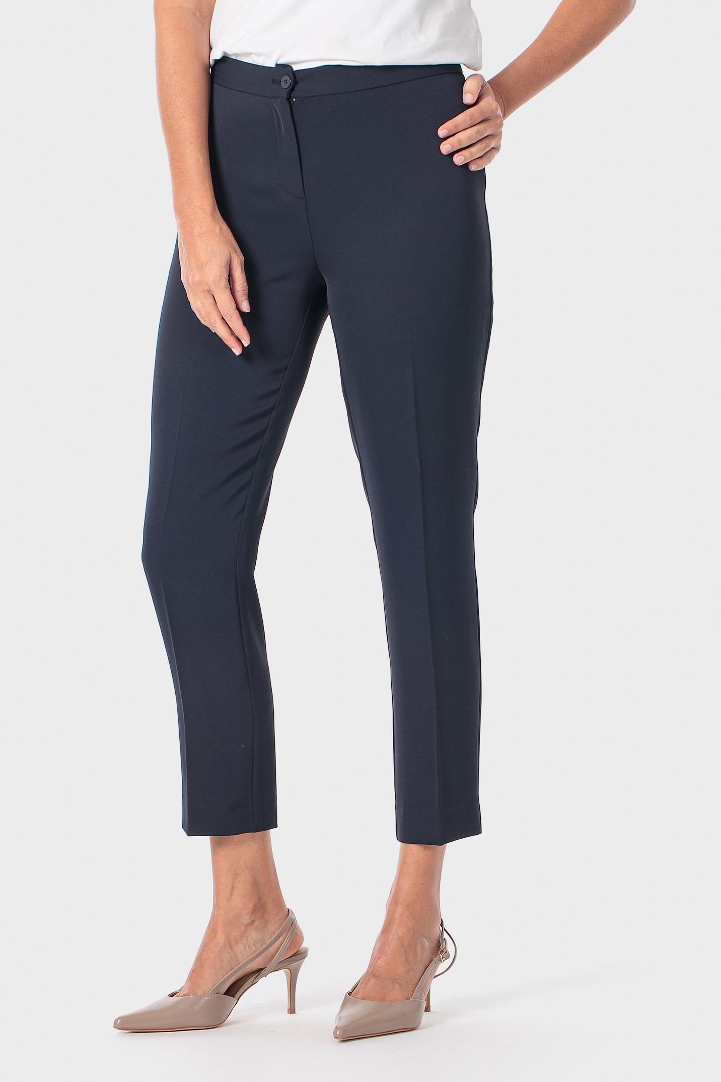Capri Trousers with Zip and Button Fastening, Blue Navy, large image number 2