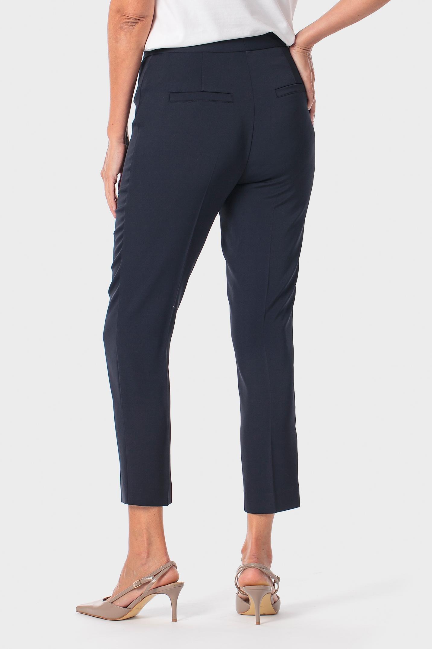 Capri Trousers with Zip and Button Fastening, Blue Navy, large image number 3