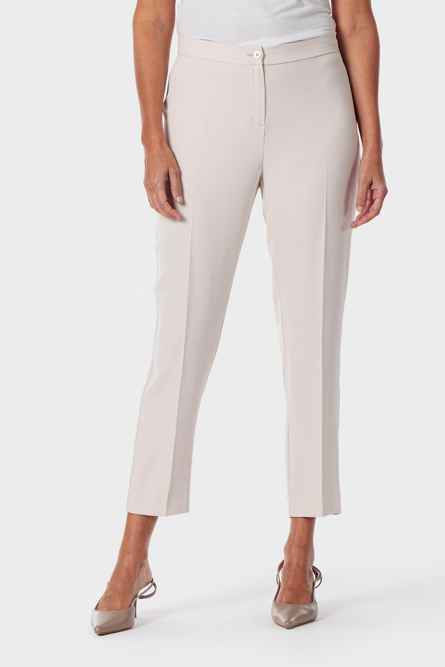 Capri Trousers with Zip and Button Fastening, Beige, large image number 2