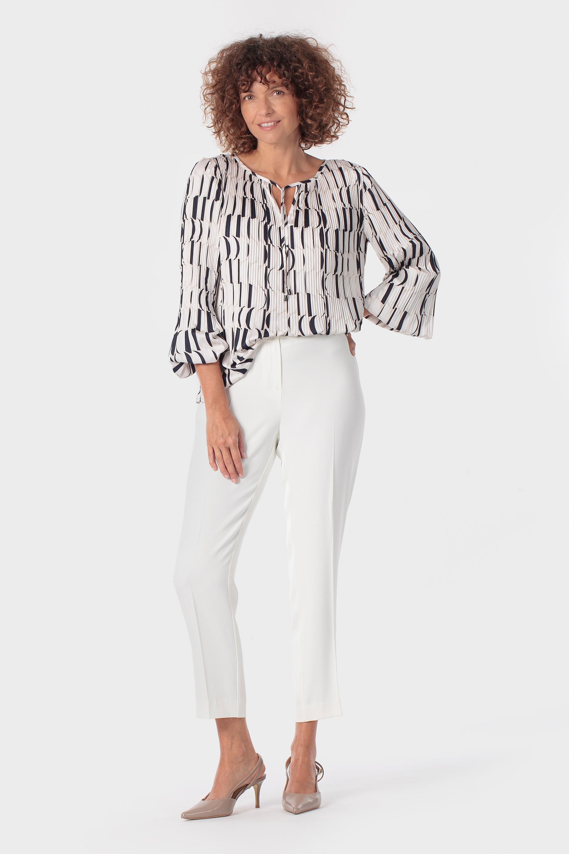 Capri Trousers with Zip and Button Fastening Beige, Beige Talc, large image number 0