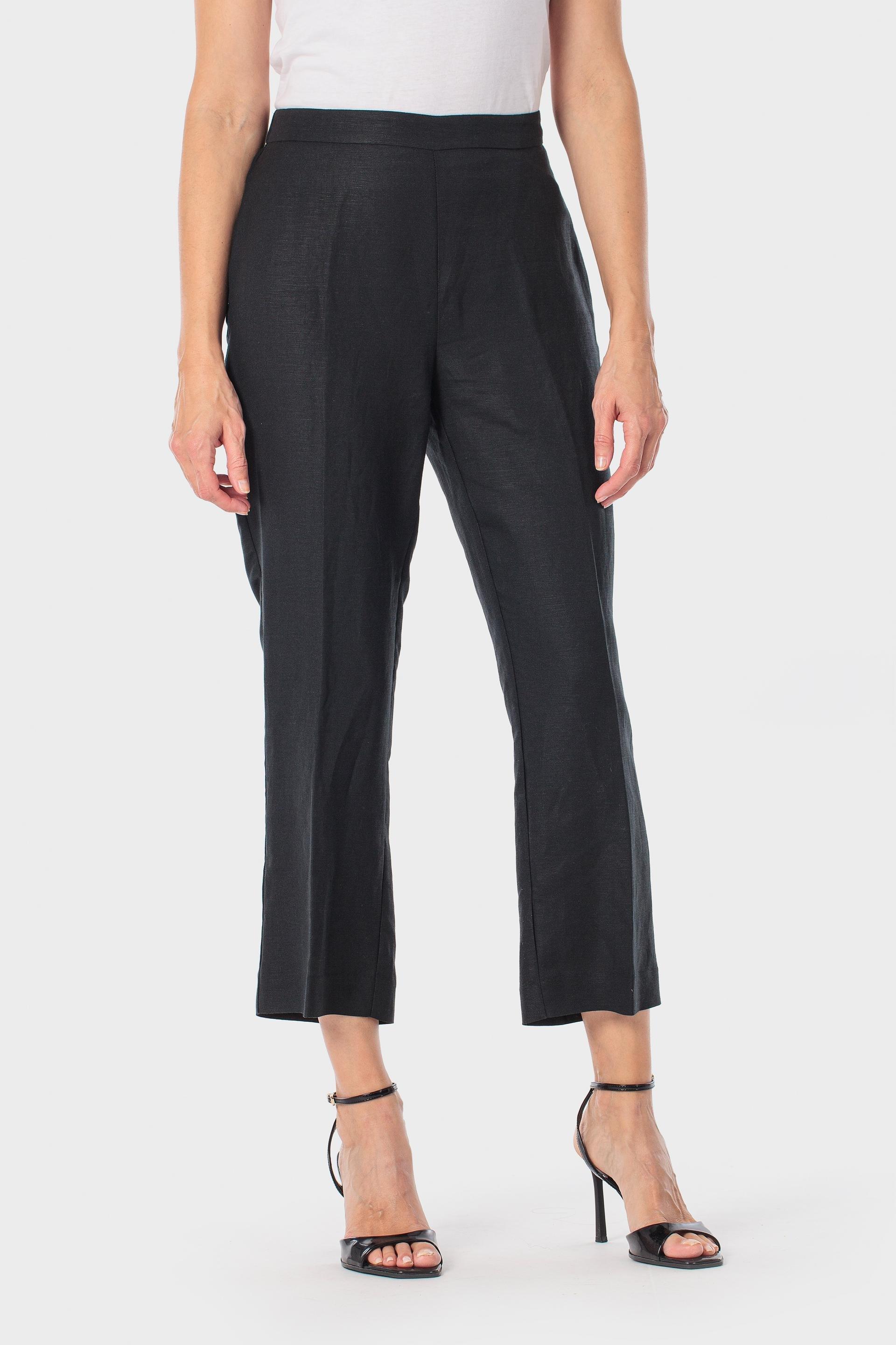 Black Linen Trousers, Black, large image number 0