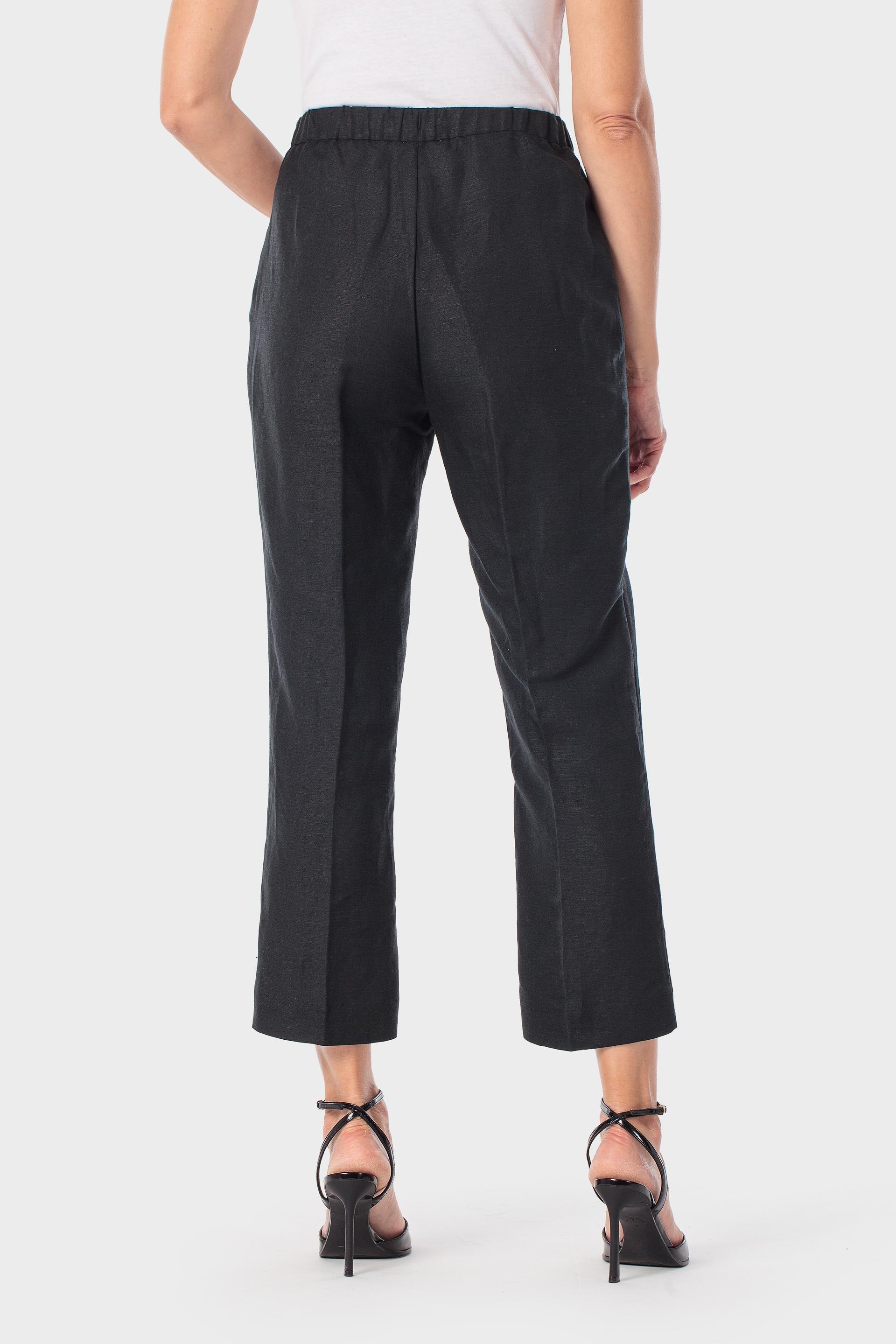 Black Linen Trousers, Black, medium
