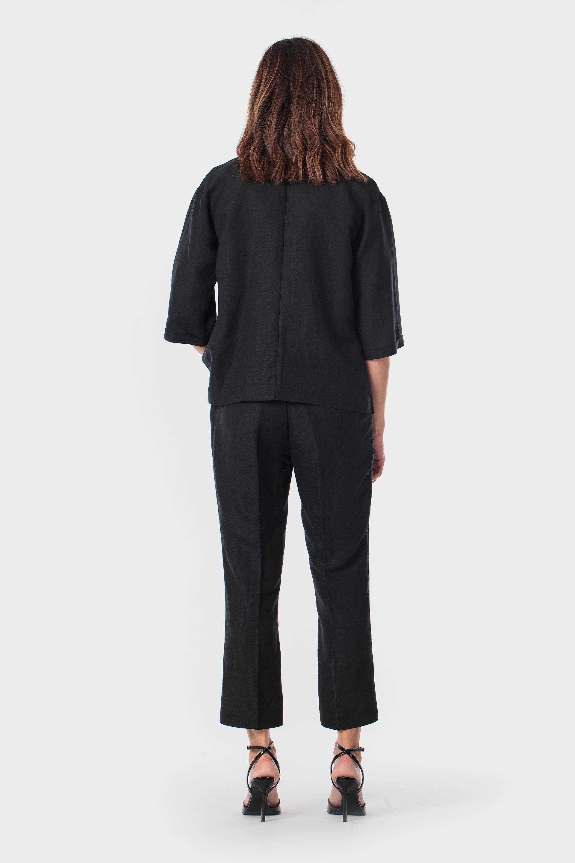 Black Linen Trousers, Black, large image number 3