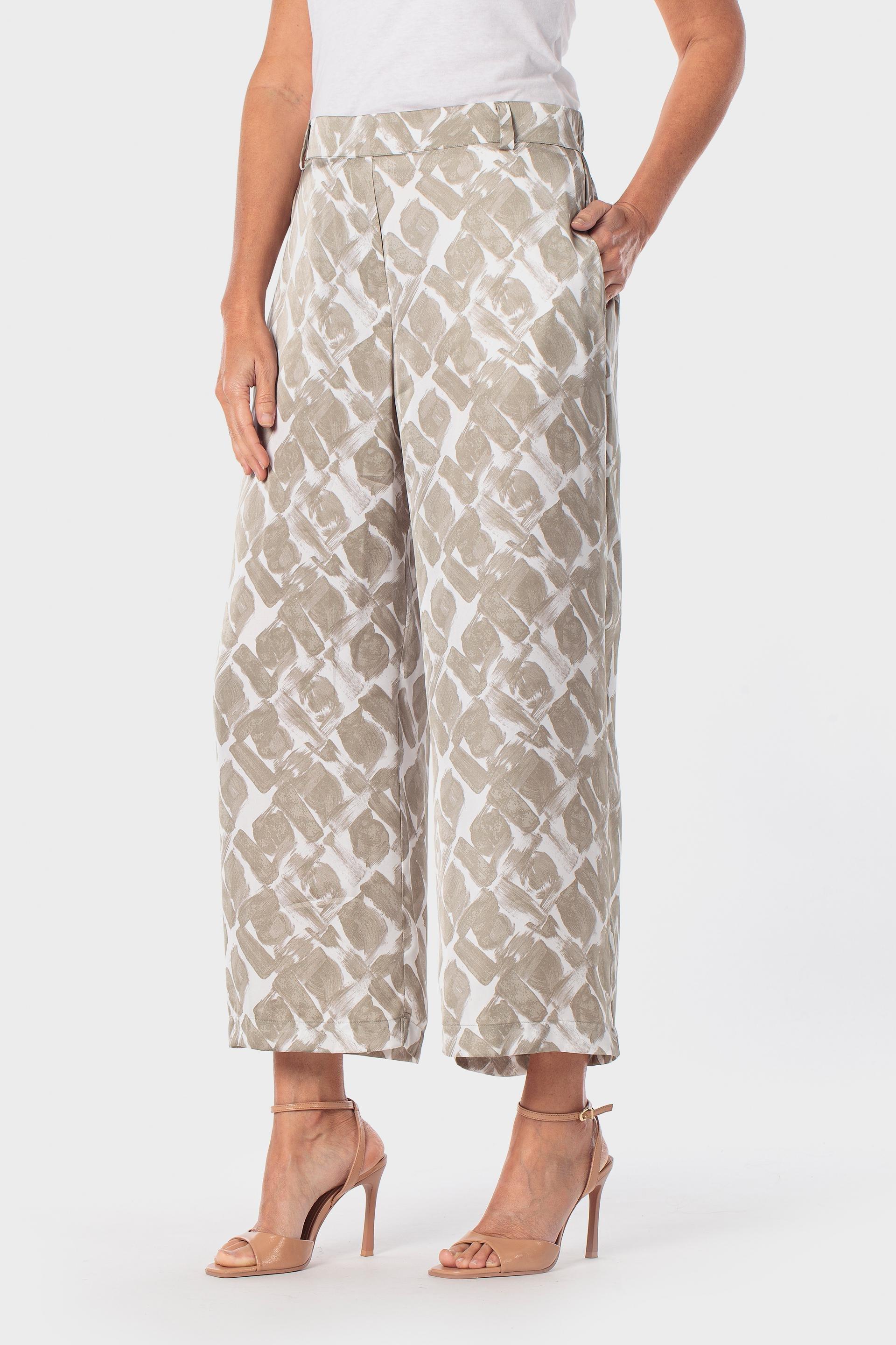Beige Printed Trousers, Green Sage, large image number 2