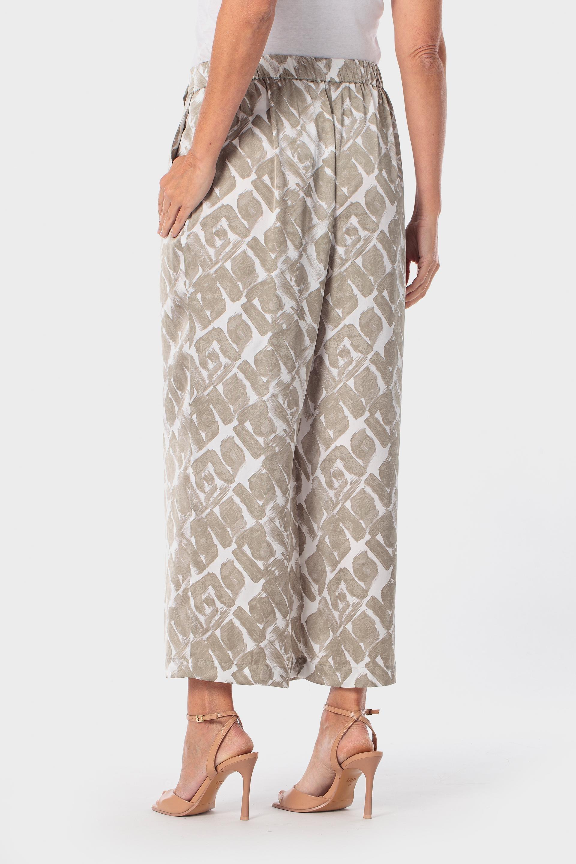 Beige Printed Trousers, Green Sage, large image number 3