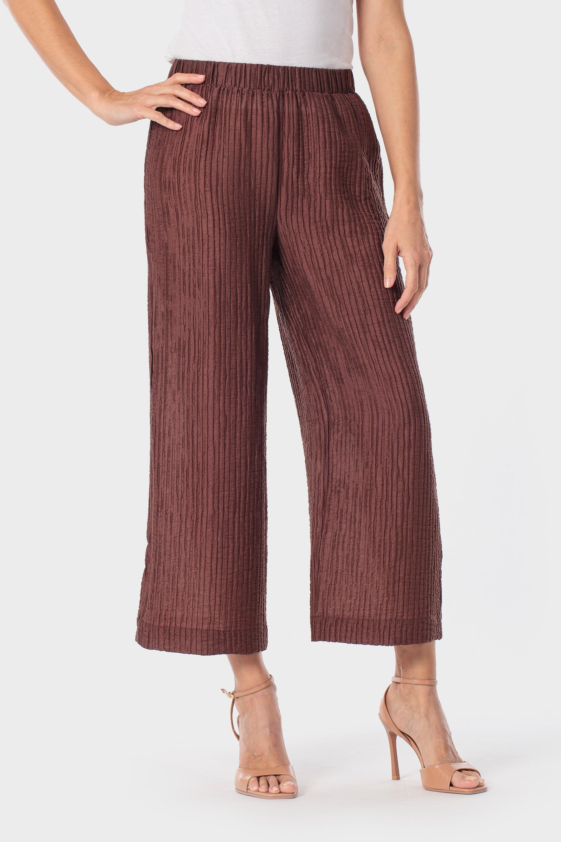 Printed Wide-Leg Lyocell Trousers, Brown, medium