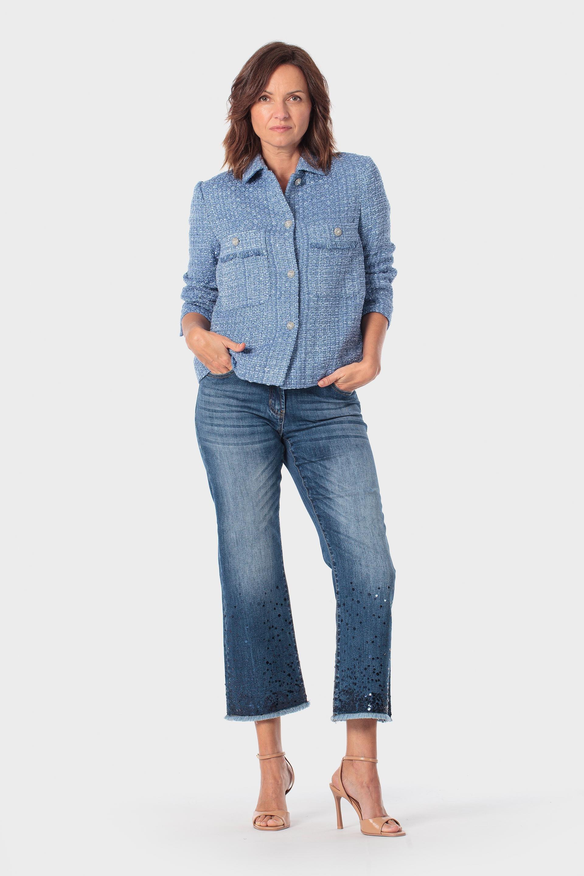 Blue Sequin Jeans, Blue Denim, large image number 0