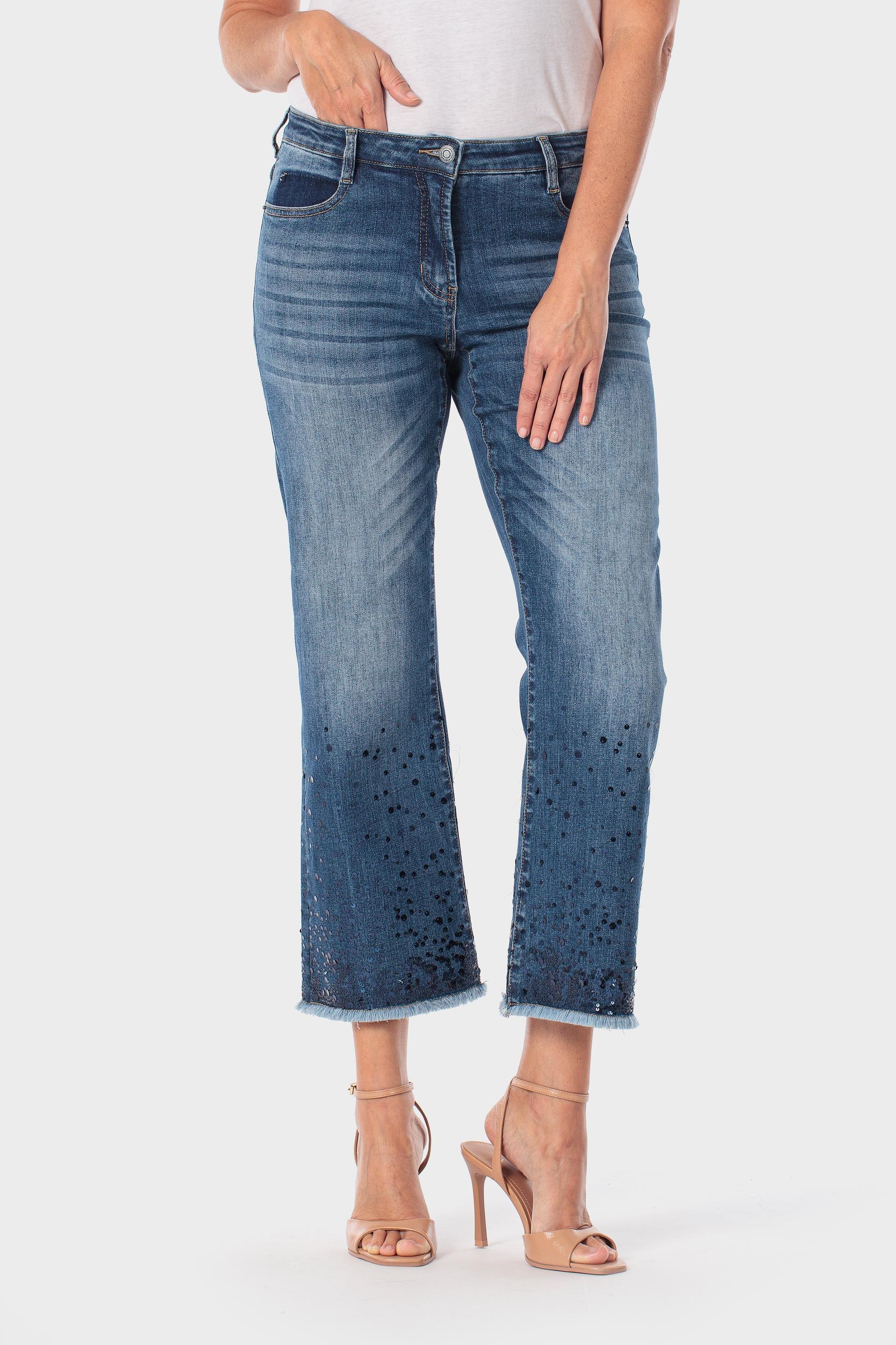 Blue Sequin Jeans, Blue Denim, medium