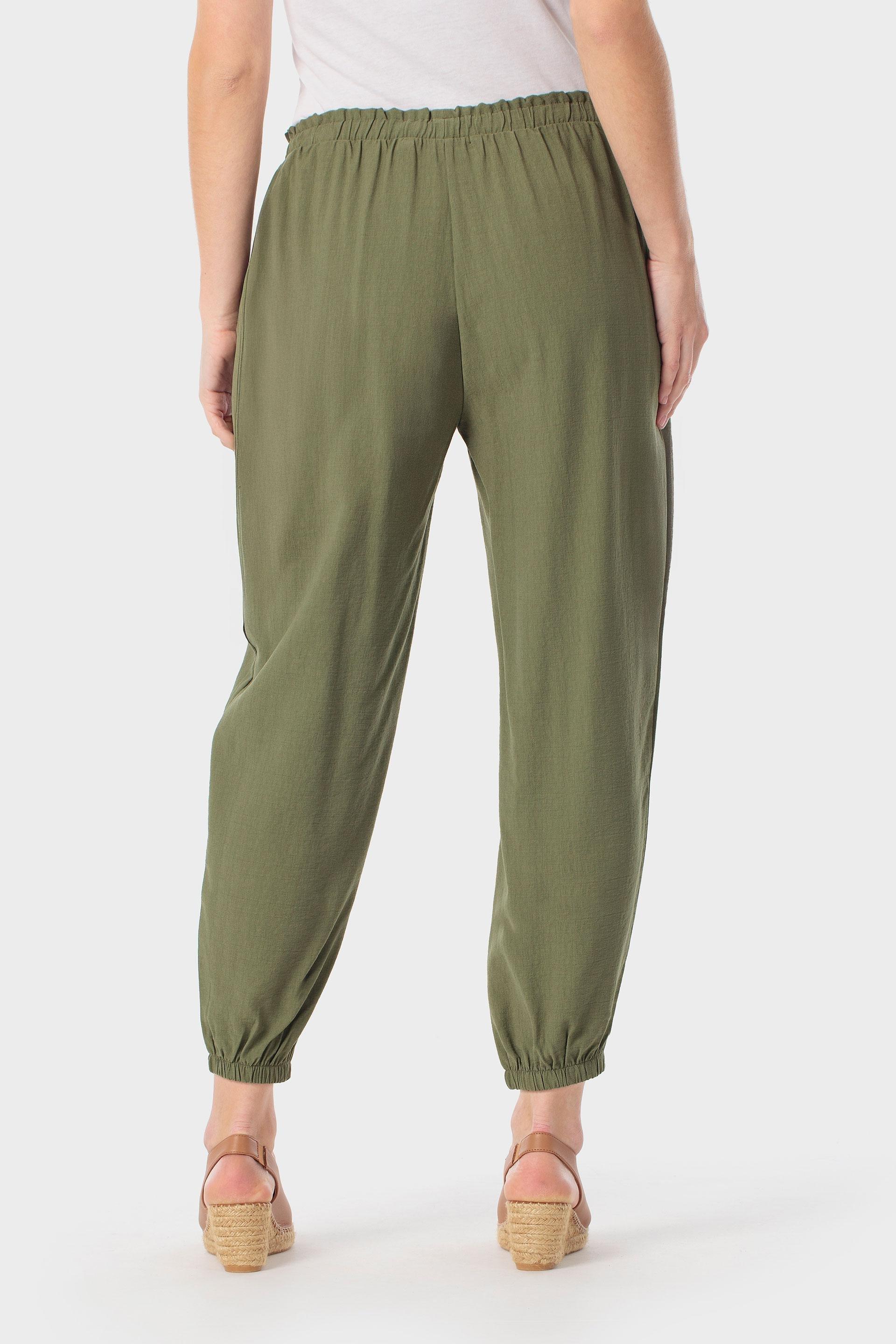 Tapered Drawstring Trousers with Pockets Green, Green, large image number 3