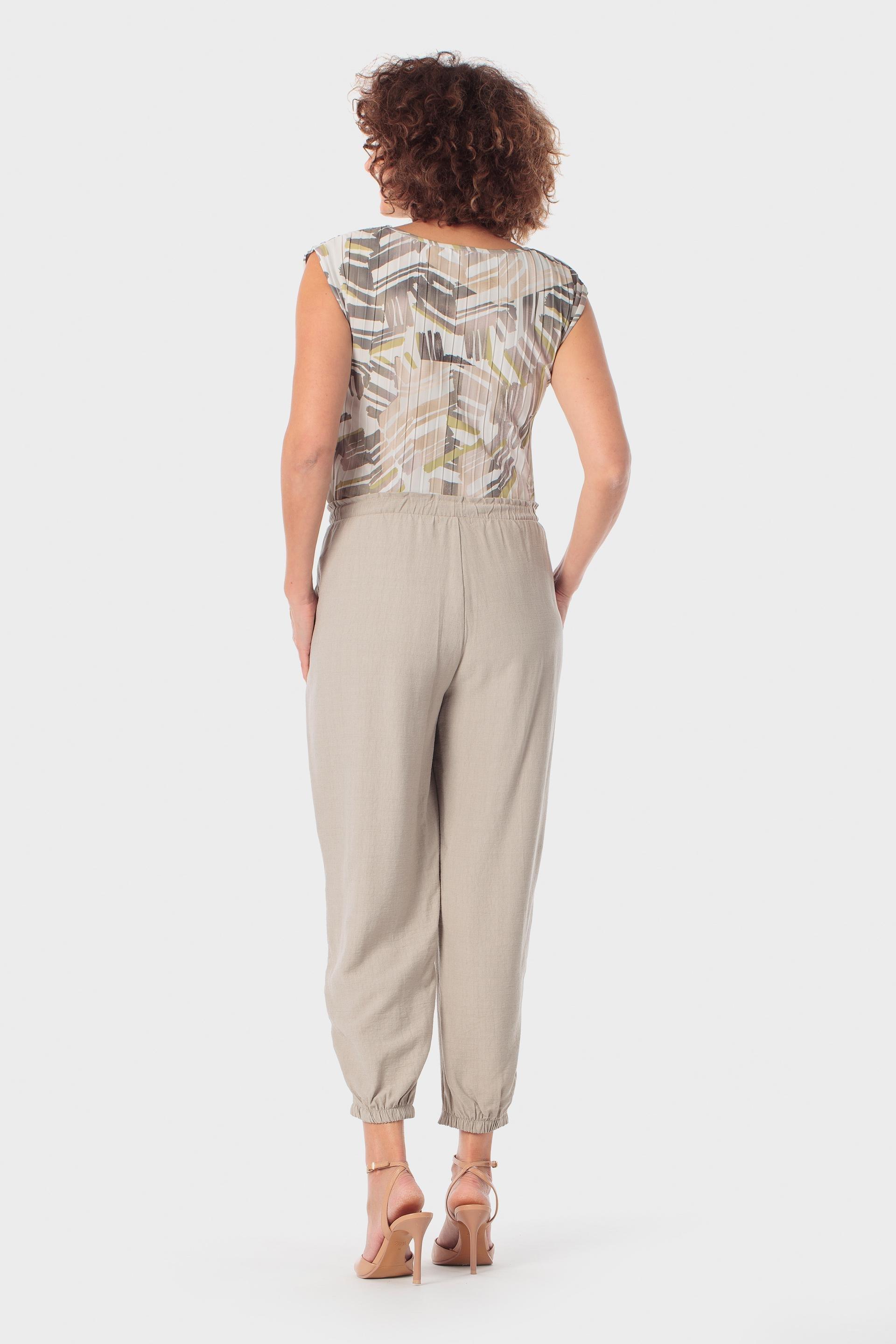 Tapered Drawstring Trousers with Pockets Beige, Beige Sand, medium