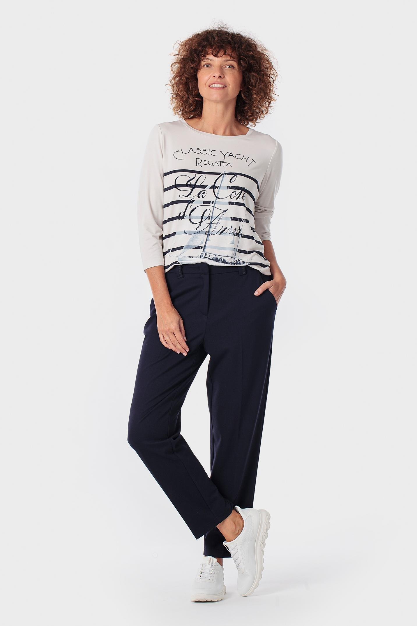 Navy Elastic Waist Trousers, 3701_104, medium