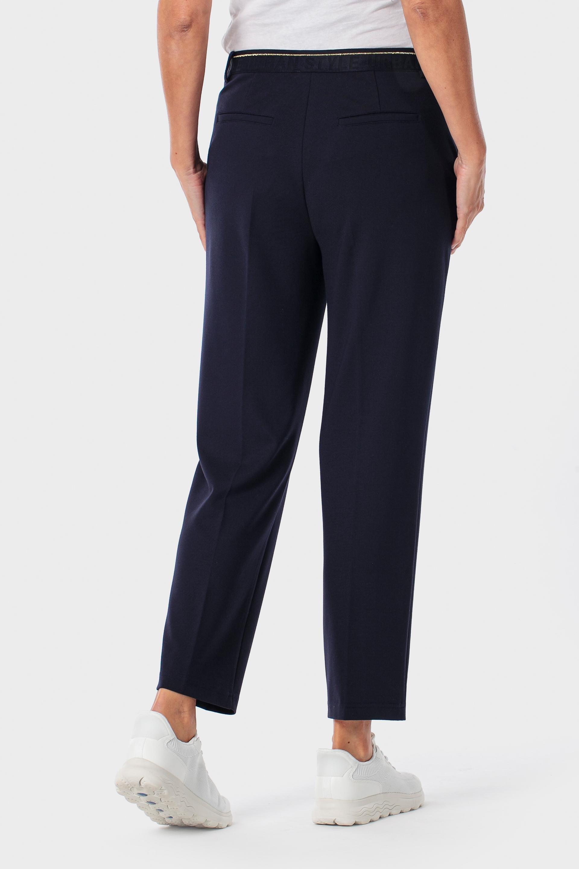 Navy Elastic Waist Trousers, Blue Navy, large image number 3