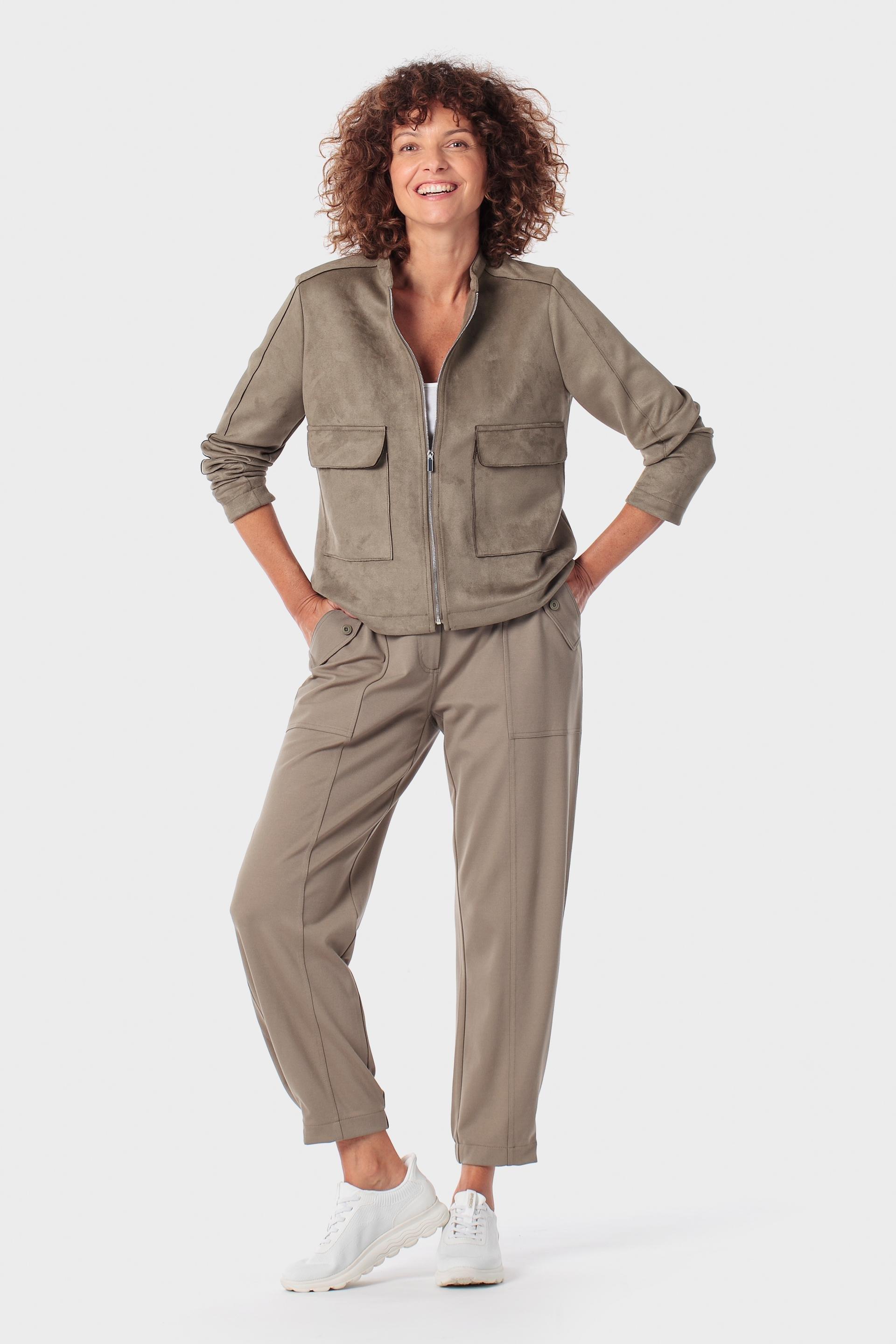 Khaki Elastic Hem Trousers, Green Khaki, large image number 0