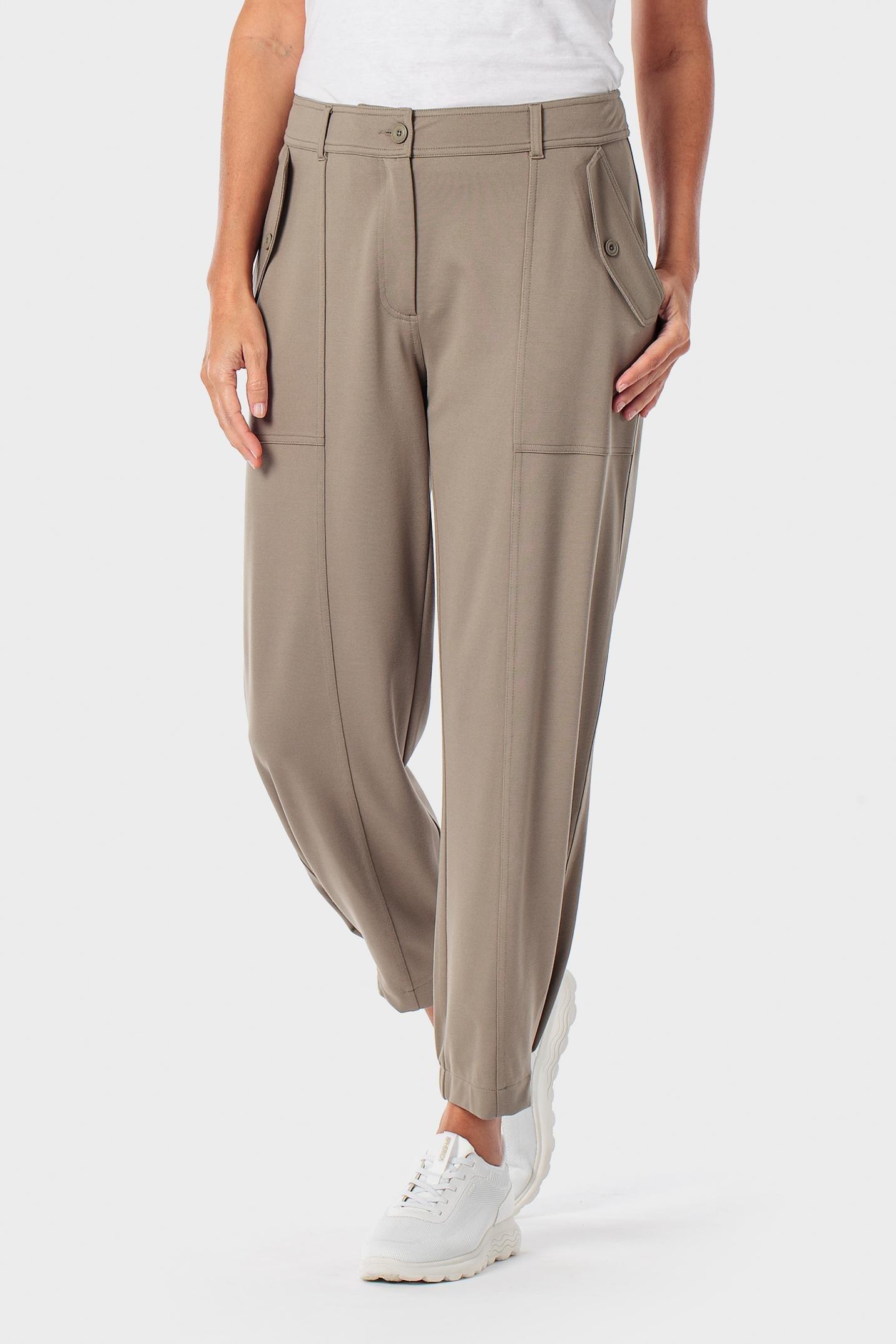 Khaki Elastic Hem Trousers, 3701_155, medium