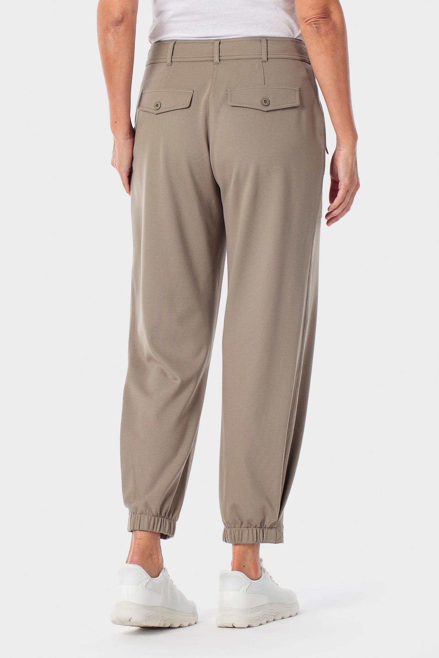 Khaki Elastic Hem Trousers, 3701_155, large image number 3