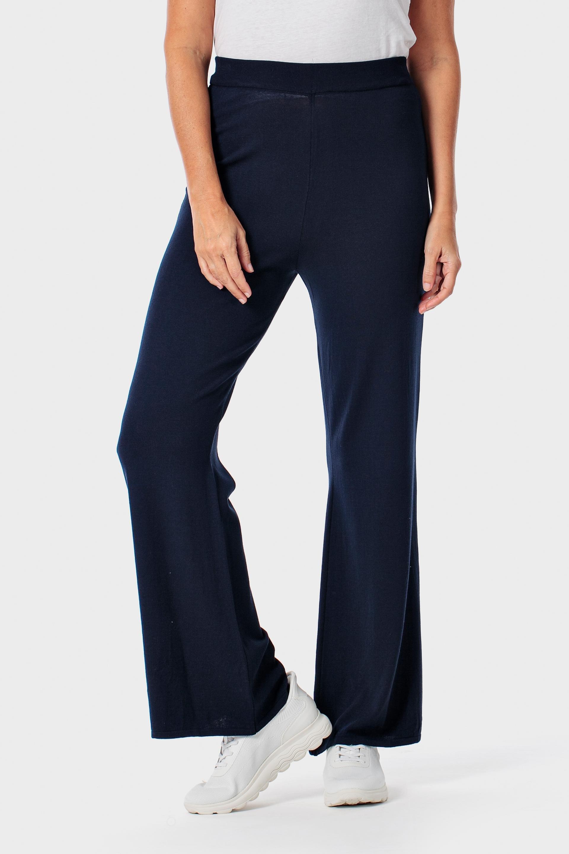 Navy Knitted Trousers, 3701_104, large image number 0