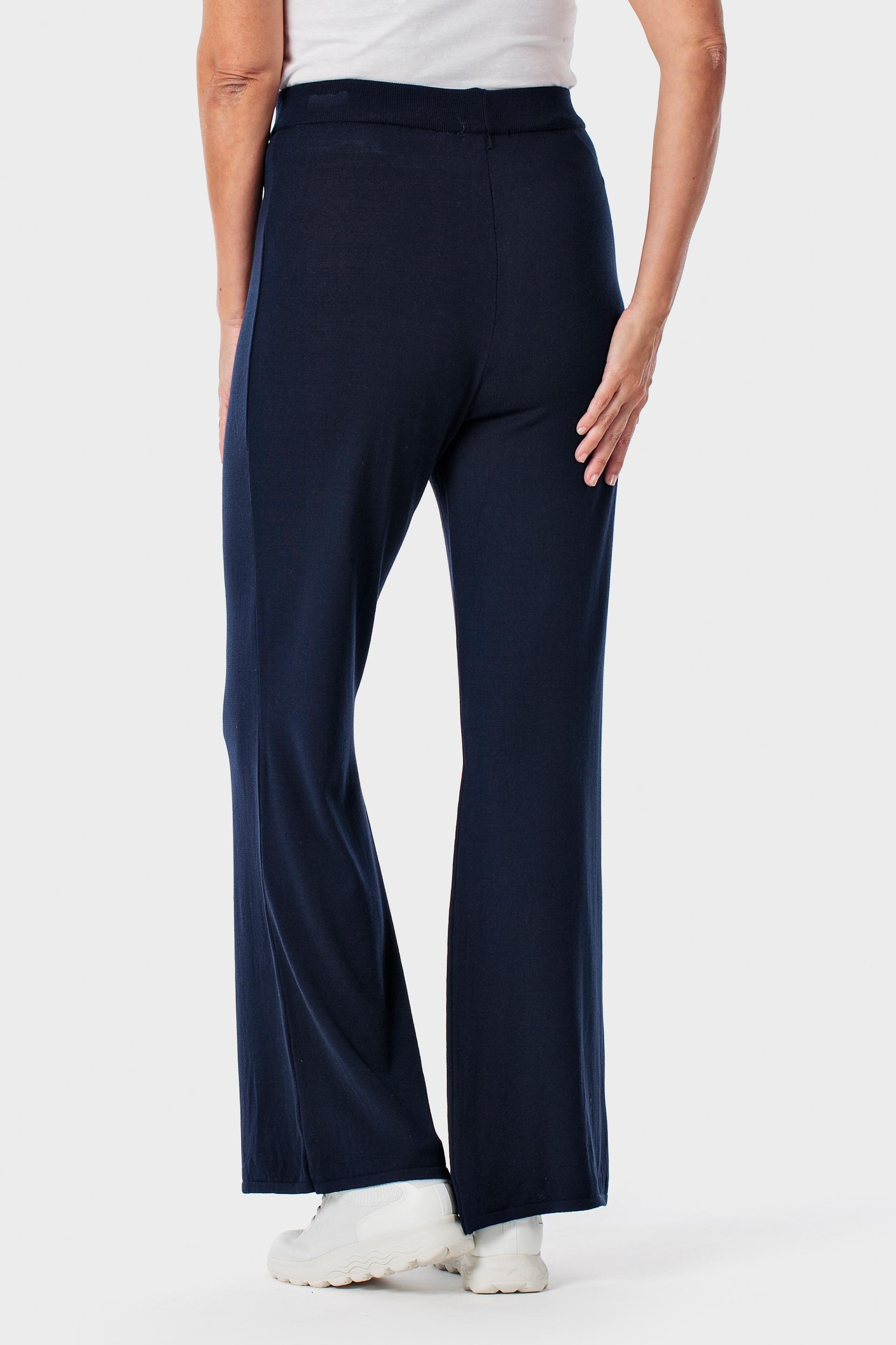 Navy Knitted Trousers, 3701_104, large image number 2