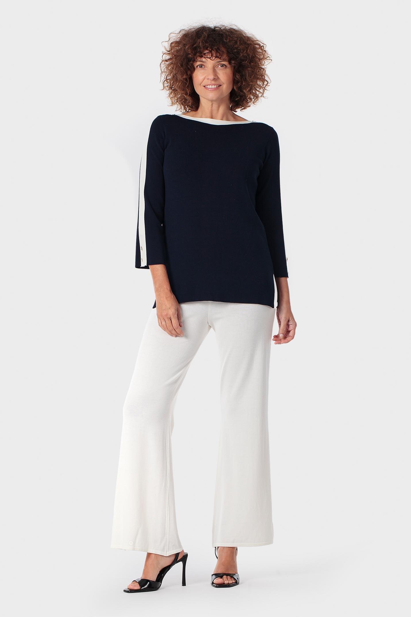 White Knitted Trousers, Beige Talc, large